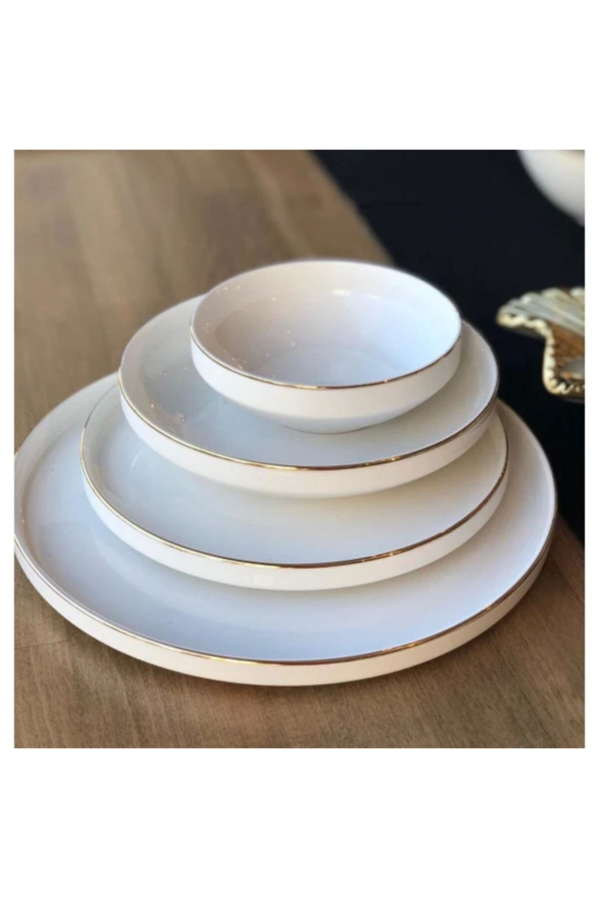 porselen 24 Parça Yemek Seti Lüx 6 Kişilik Gold Yemek Takımı