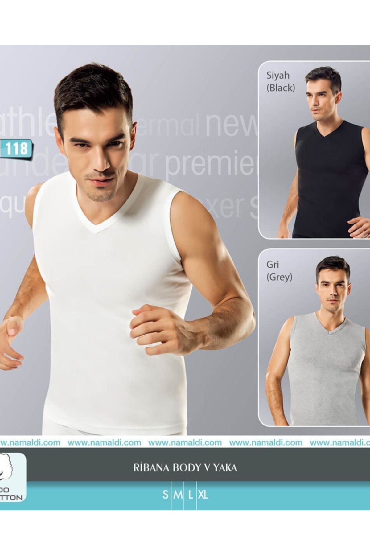 Namaldı Erkek Ribana V Yaka Spor Fanila 3'lü Paket - 118