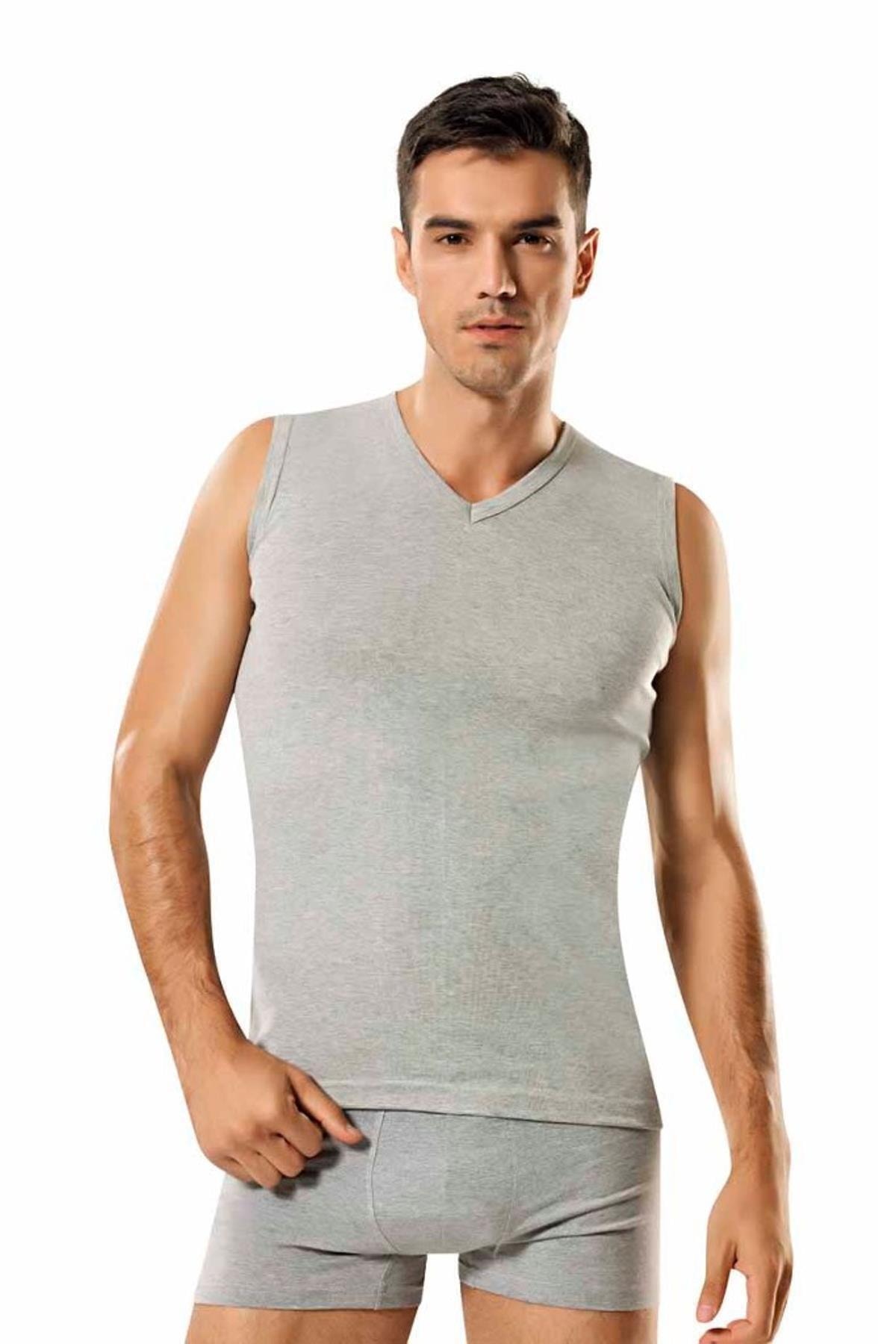 Namaldı Erkek Beyaz Ribana V Yaka Spor Fanila 3'lü Paket - 118