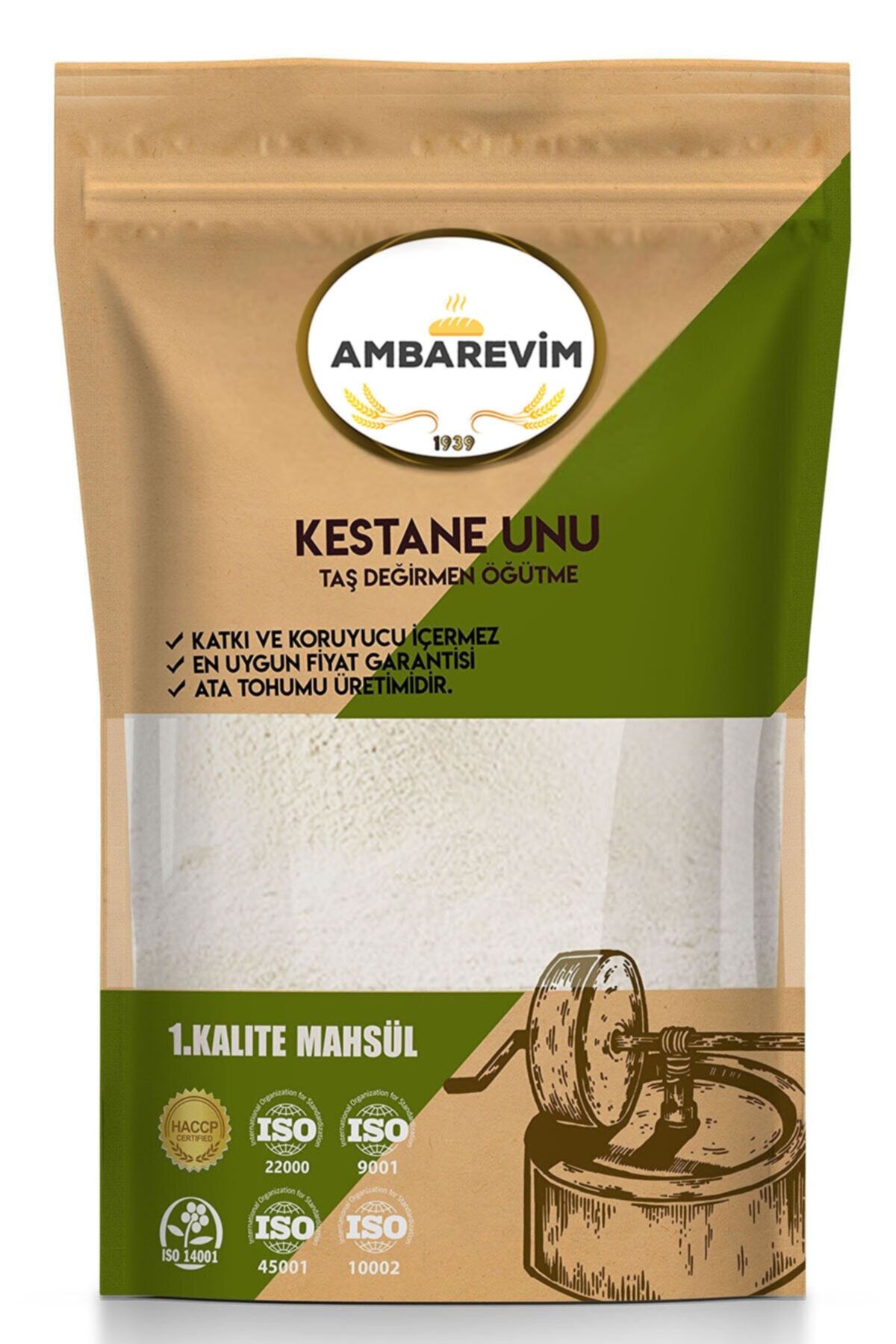 Ambarevim Kestane Unu  Glutensiz Taş Değirmende Ata Tohumu Lezzeti 250 gr