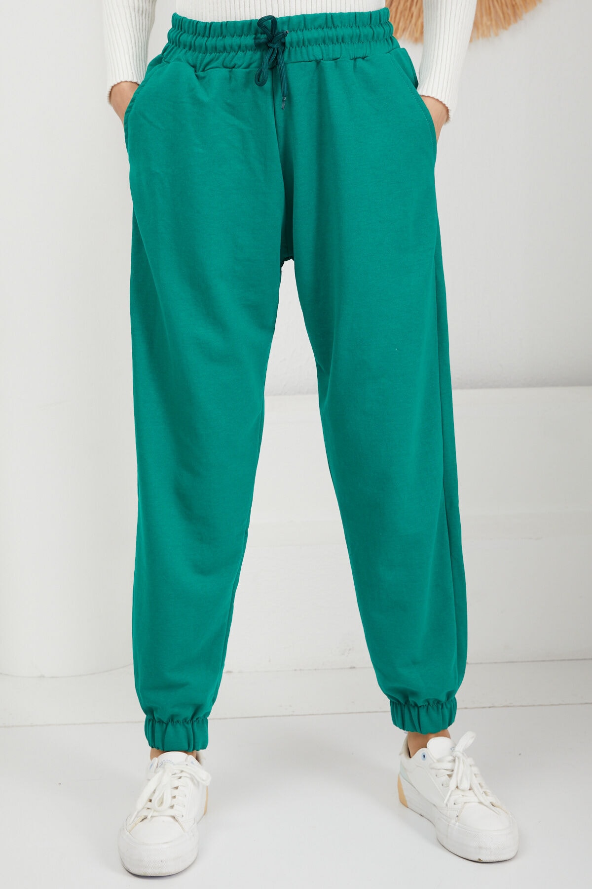 İmajButik Paça Lastikli Iki Iplik Eşofman Altı/yeşil