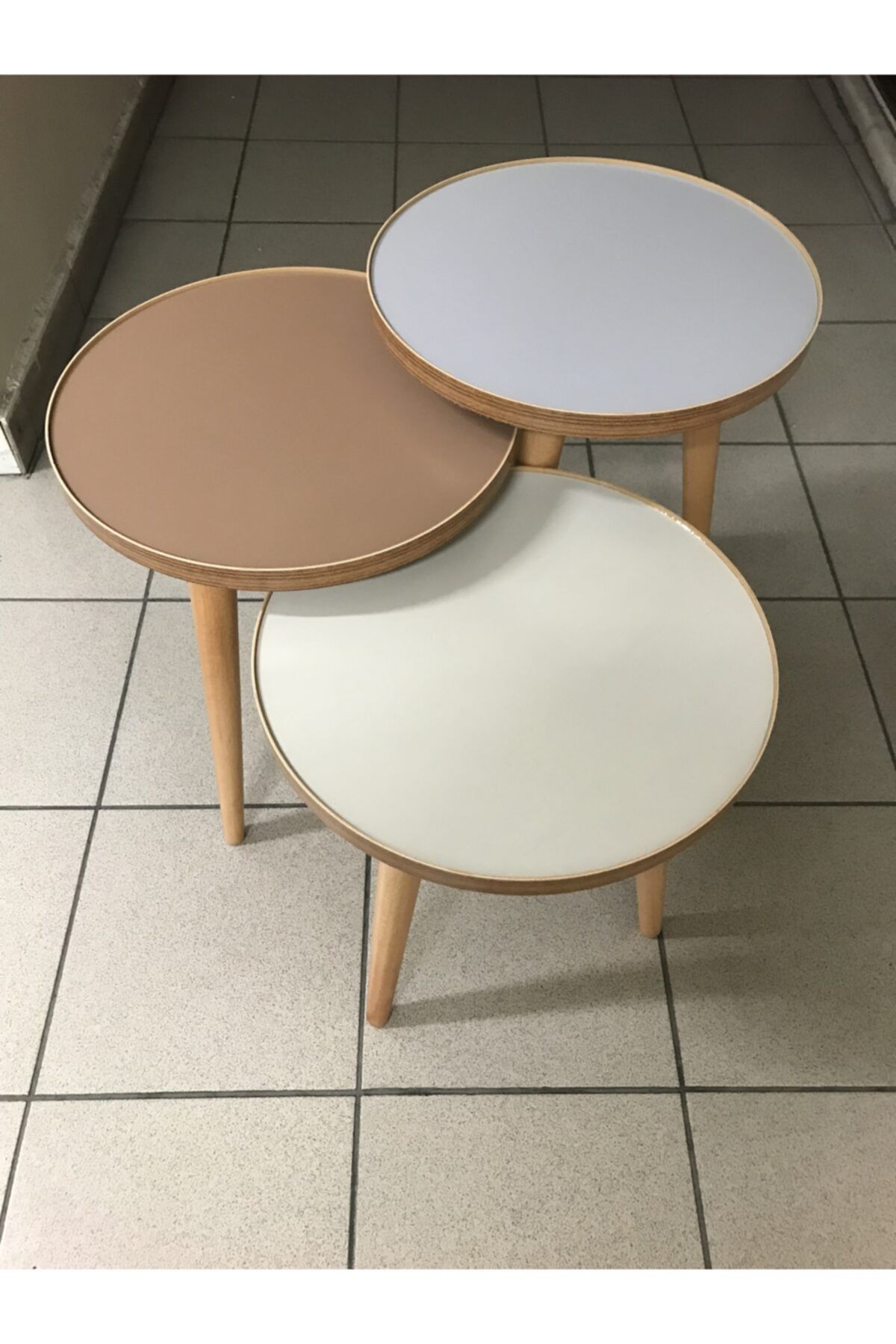 damila 3'lü Zigon Sehpa 18mm 1.kalite Mdf Tabla (sütlü Kahve- Ekru(krem)-gri)