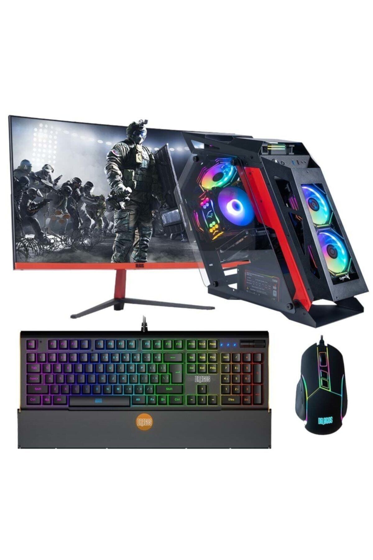 DRAGOS Drx928 I5 9400f 8gb Ram 512gb Ssd 4gb Gtx1650 23.6'' Curved Monitör Masaüstü Oyun Bilgisayarı