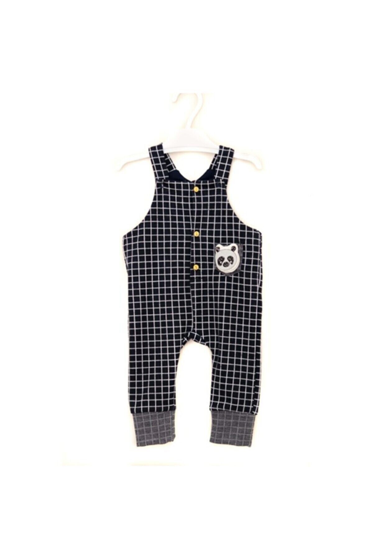Cassiope Unisex Bebek Siyah Ekose Salopet