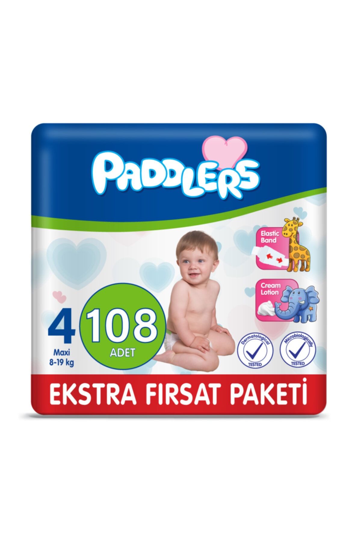 Paddlers Bebek Bezi 4 Numara Maxi 108 Adet (8-19 Kg) Ekstra Fırsat Paketi