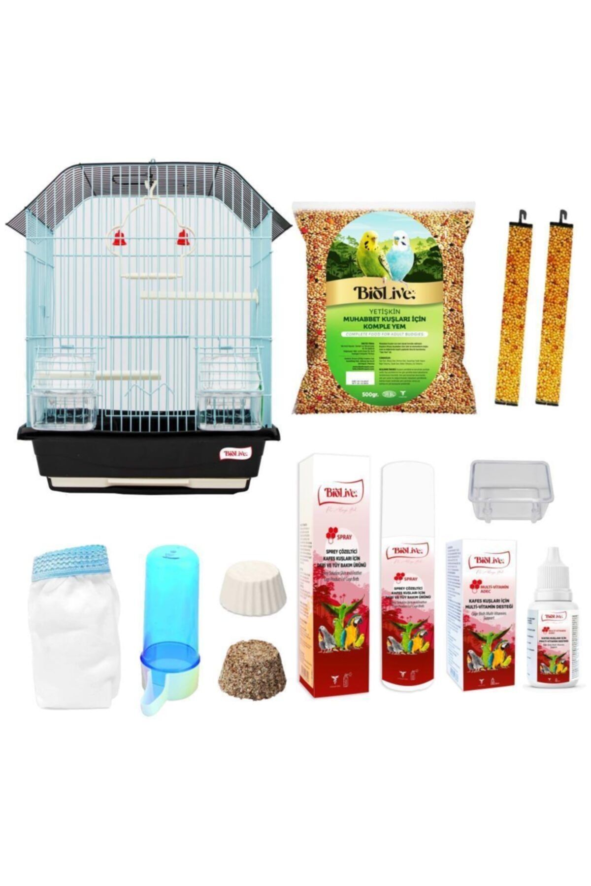 Biolive A1009 Muhabbet Kuşu Kafes Seti Siyah