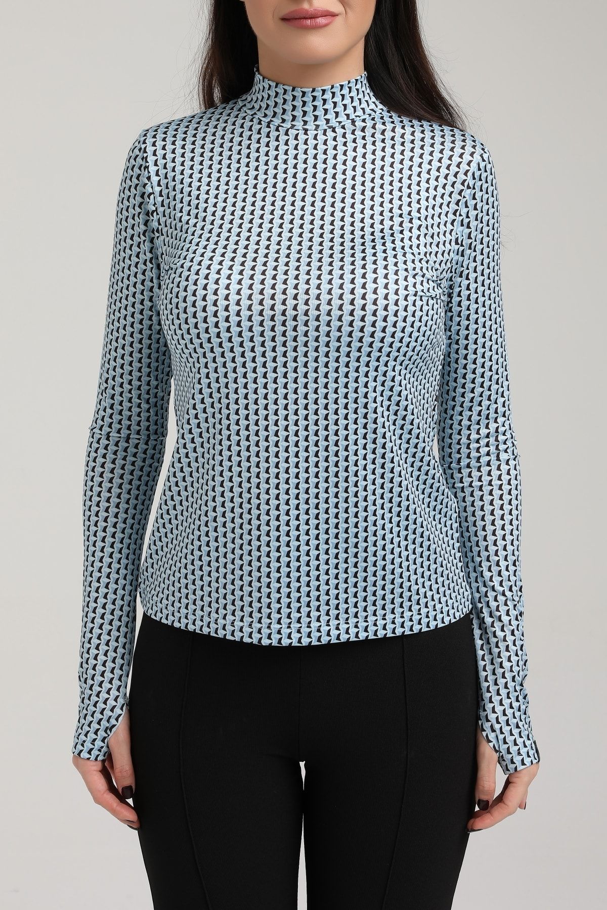 GILEA COLLECTION Mavi Piramit Desenli Body