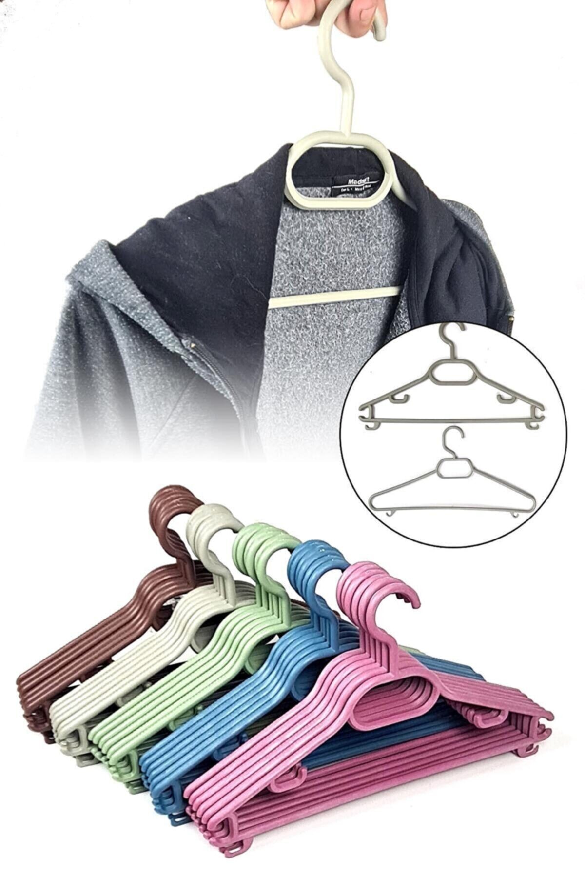 Your Store Elbise Askısı Kalın Kaban, Mont Askısı- Kırılmaz 6 Adetli Set