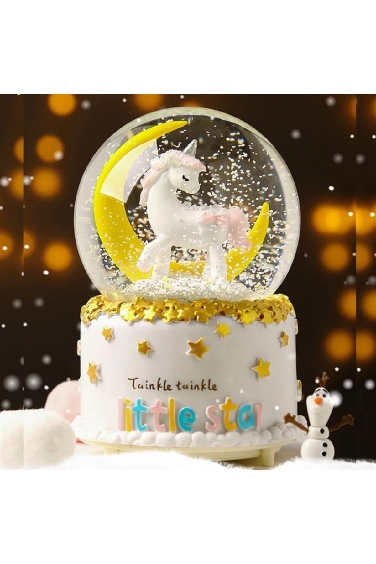 epazzar Unicorn Ay Kar Küresi Büyük Boy Otomatik Kar Püskürtmeli Ay Temalı Kar Küresi