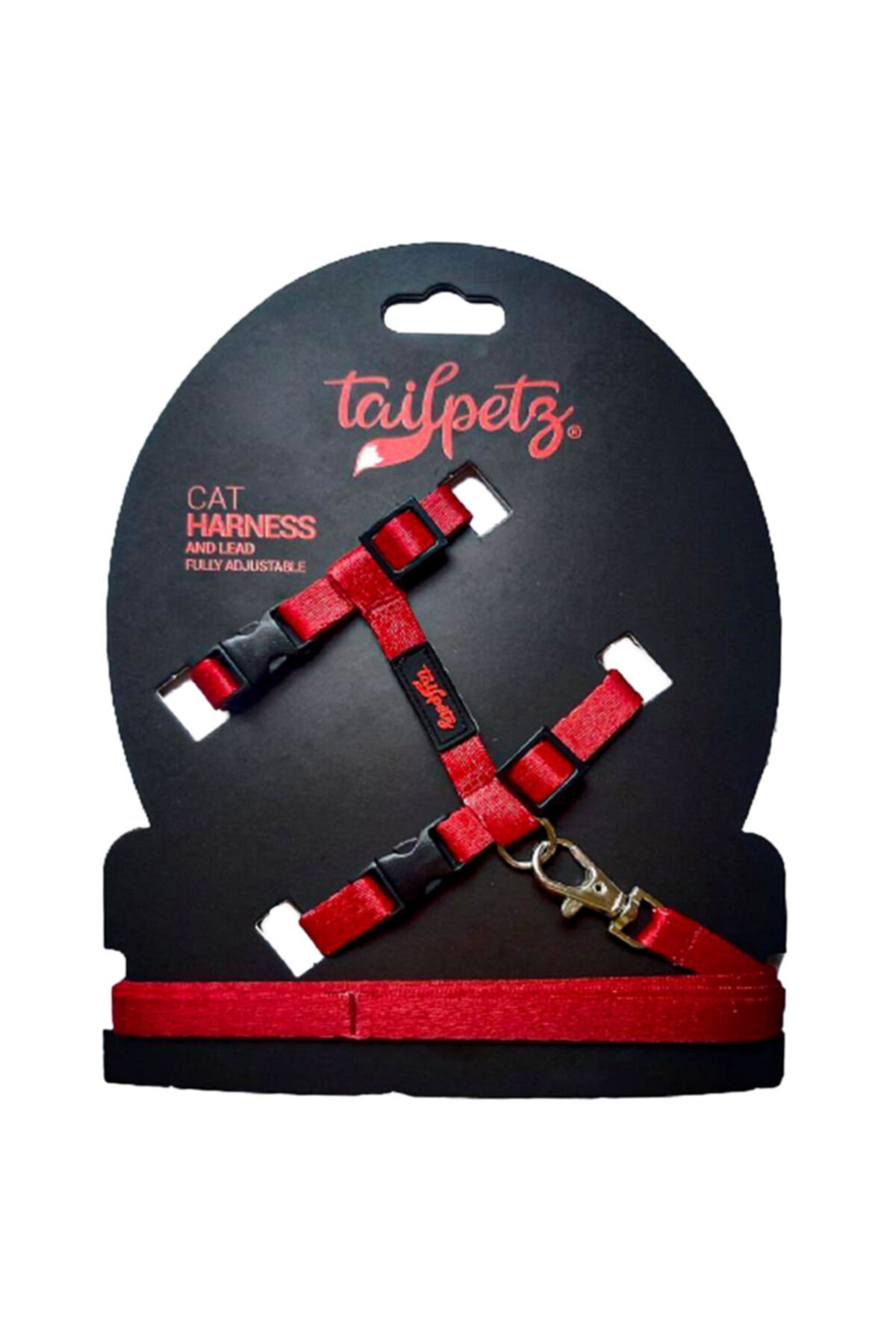 Tailpetz Kırmızı Kedi Göğüs Tasması Seti