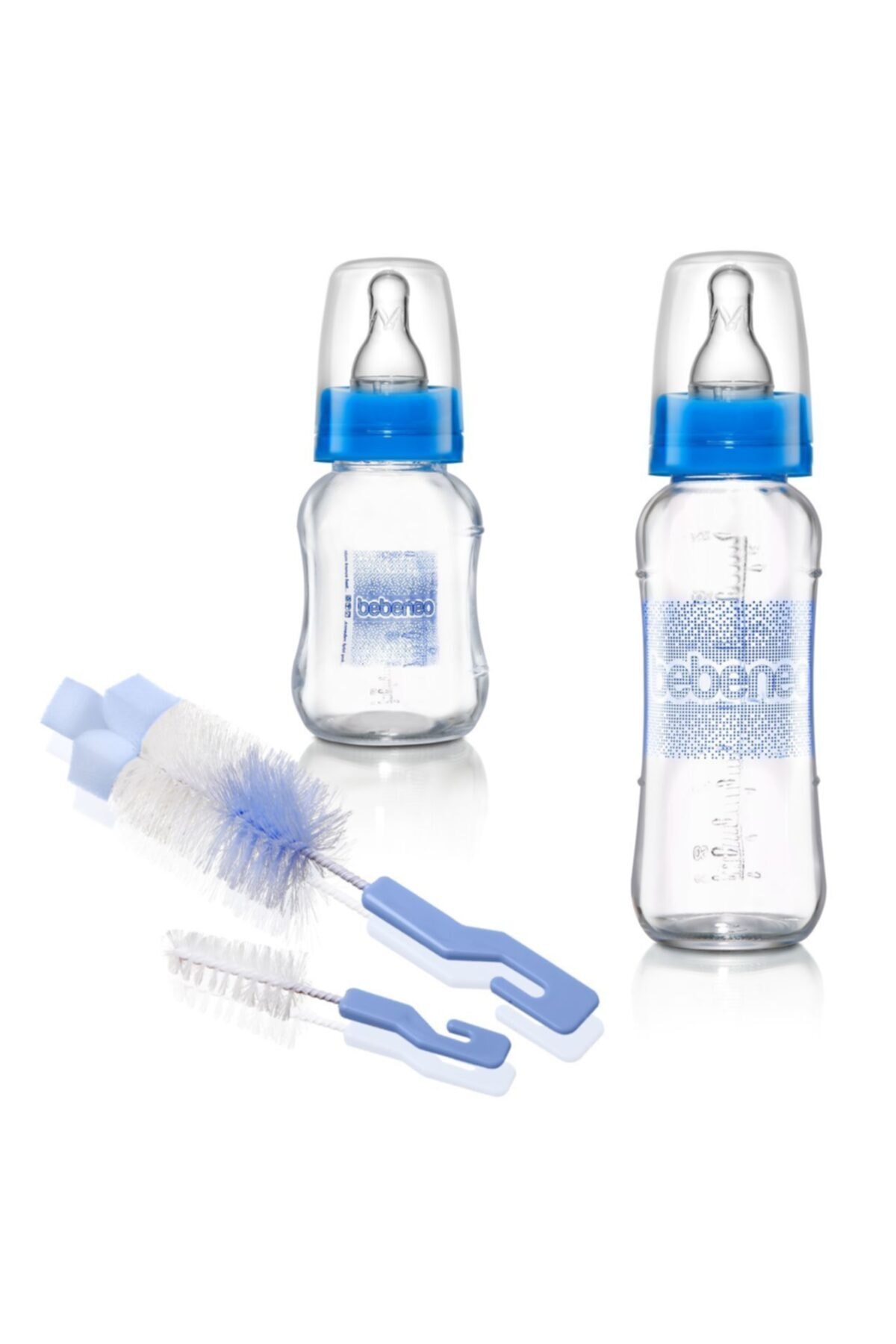 BEBENEO Natural Cam Biberon Seti 230ml Ve 120ml Cam Biberon İkili Biberon Fırçası Cam