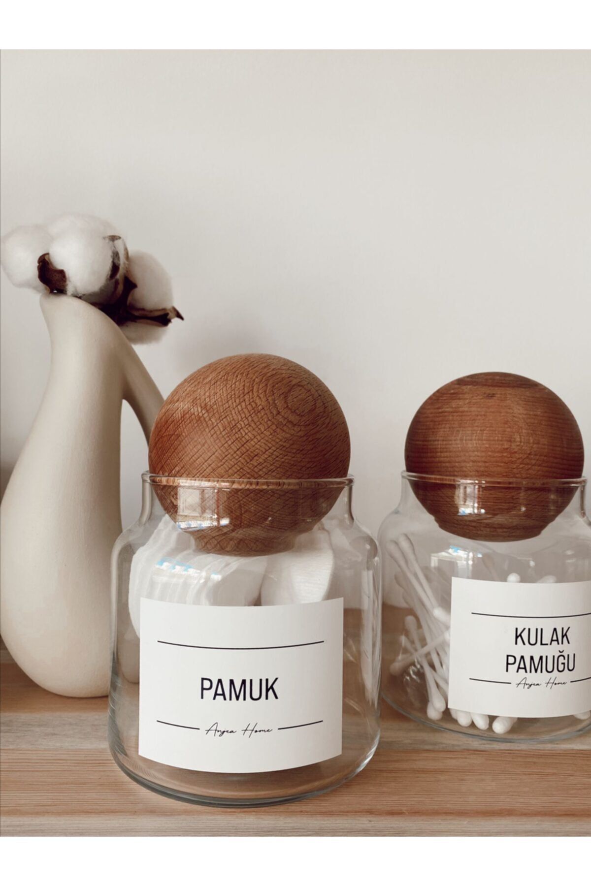 ANJEAHOME 2'li Kulak Pamuğu Ve Pamuk Kavanozu ( 500 ml )