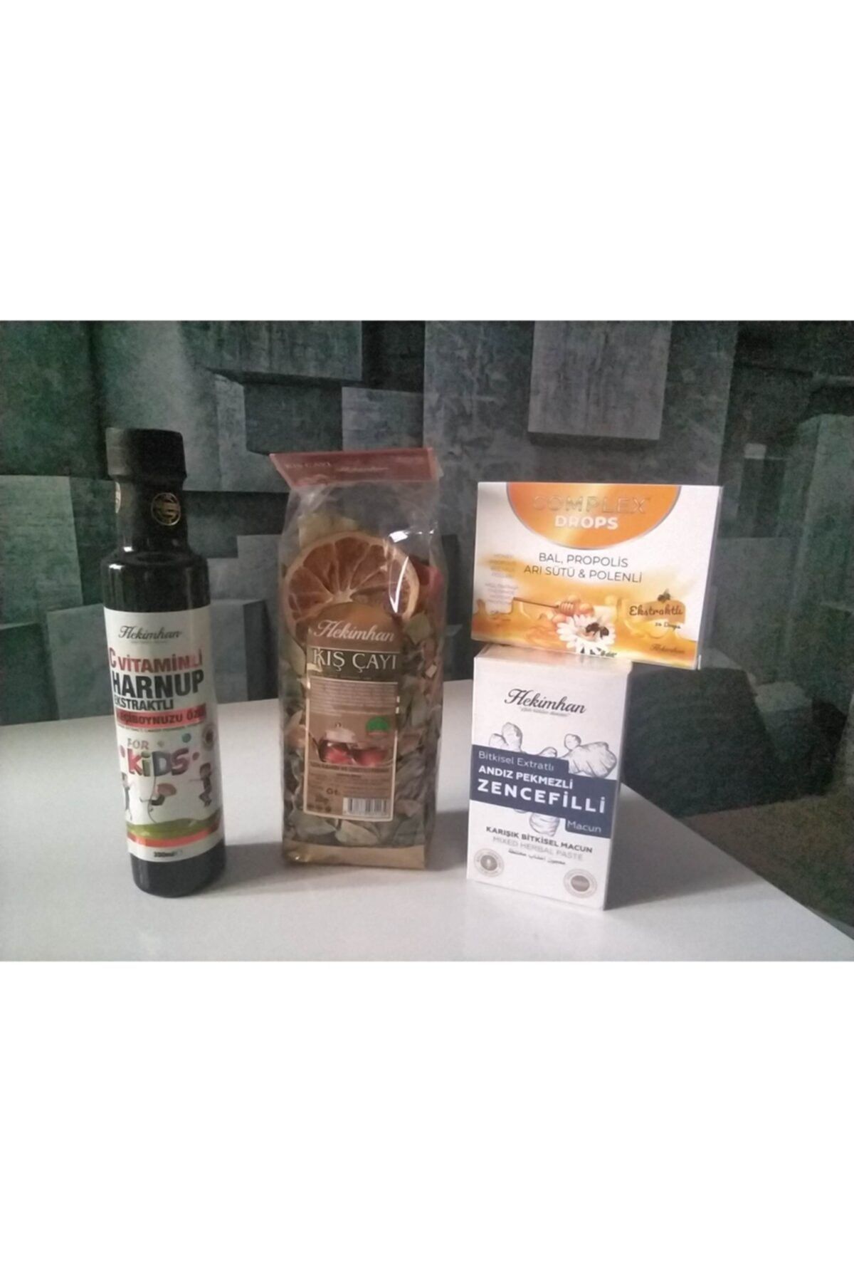 Hekimhan Kış Çayı+c Vitaminli Harnup Pekmezi+andiz Pekmezli Zencefilli Mcn+Drops