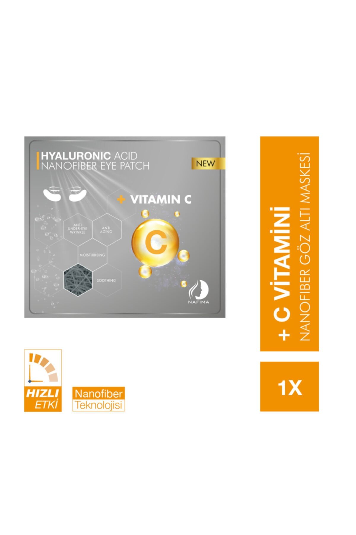 Nafima Hyalüronik Asit Vitamin C Nanofiber Kozmetik Gözaltı Maskesi