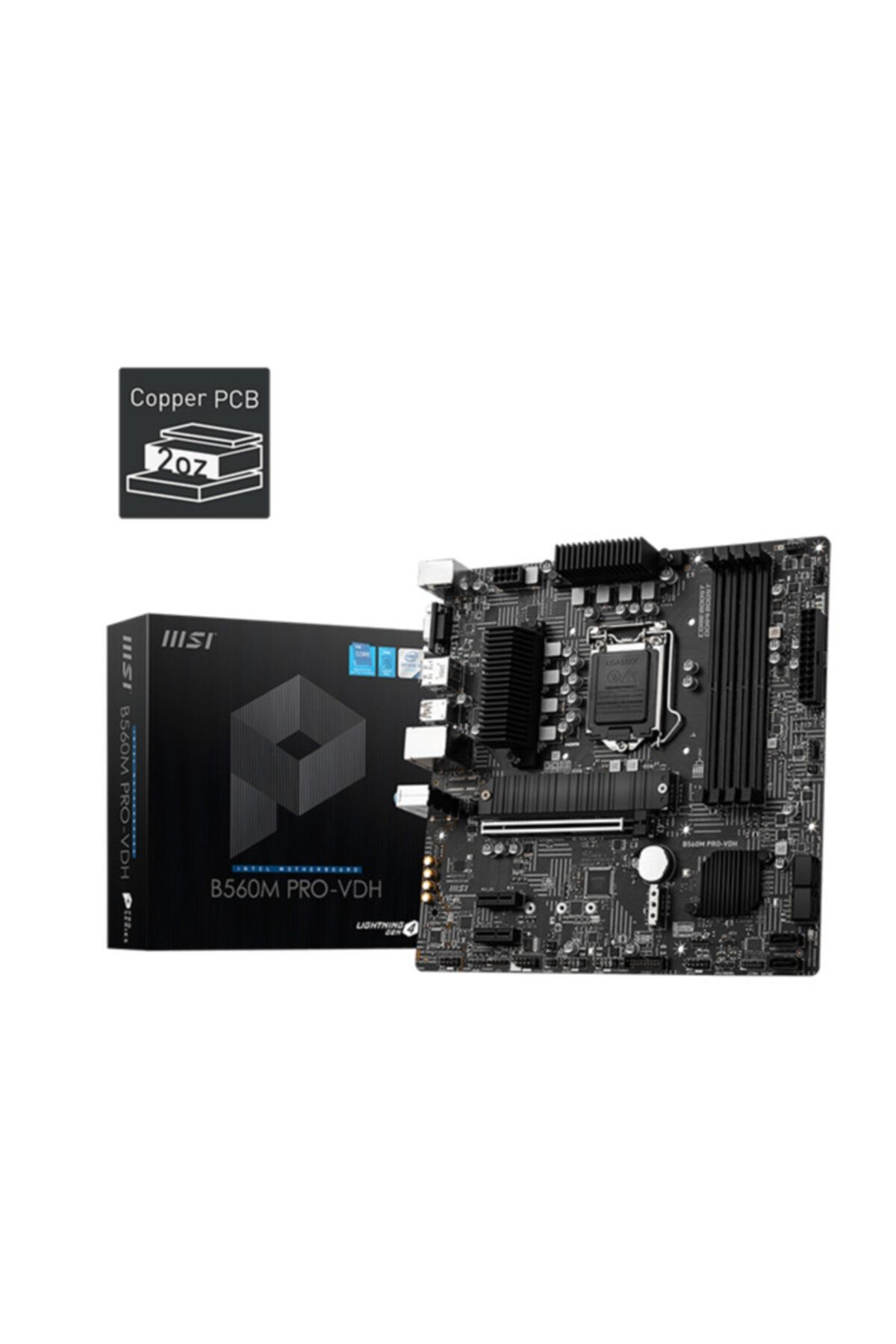 MSI B560m Pro-vdh Ddr4 5066mhz 1xvga 1xhdmı 1xdp 2xm.2 Usb 3.2 Matx 1200p