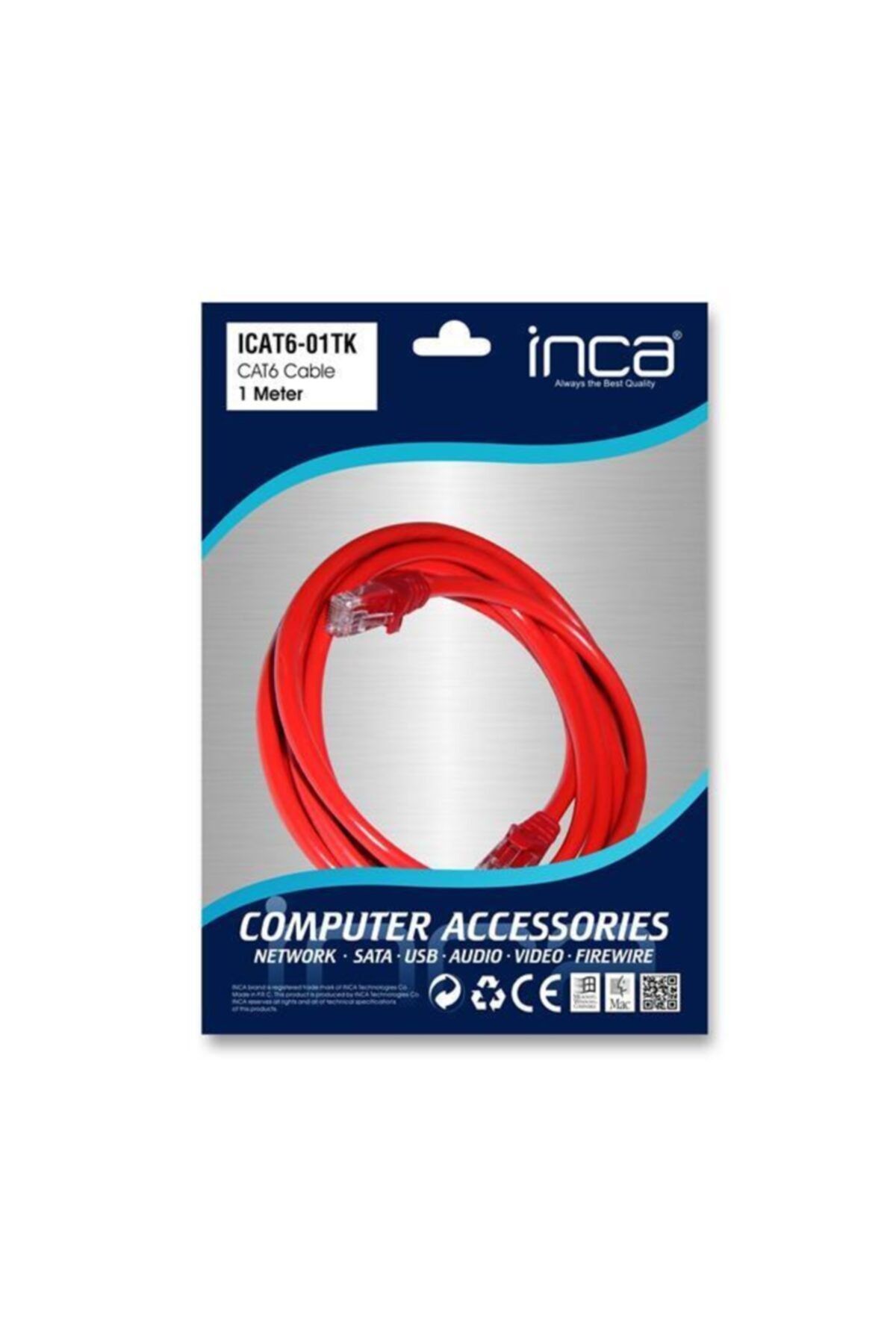 Inca Icat6-01tk Cat6 1 Metre Kırmızı Patch Kablo