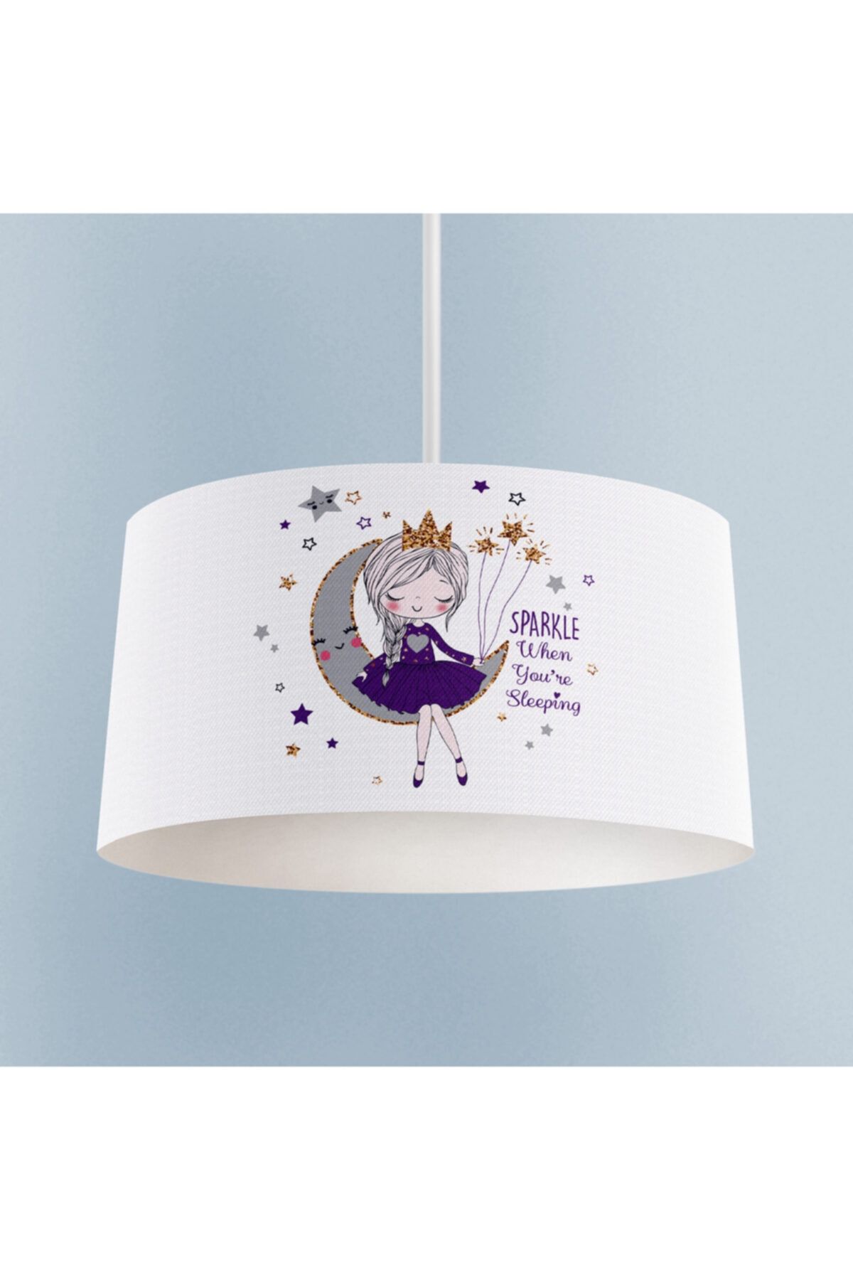 BMK's STORE Bebek ve Çocuk Odası Aya Oturan Kız Mor Avize -057