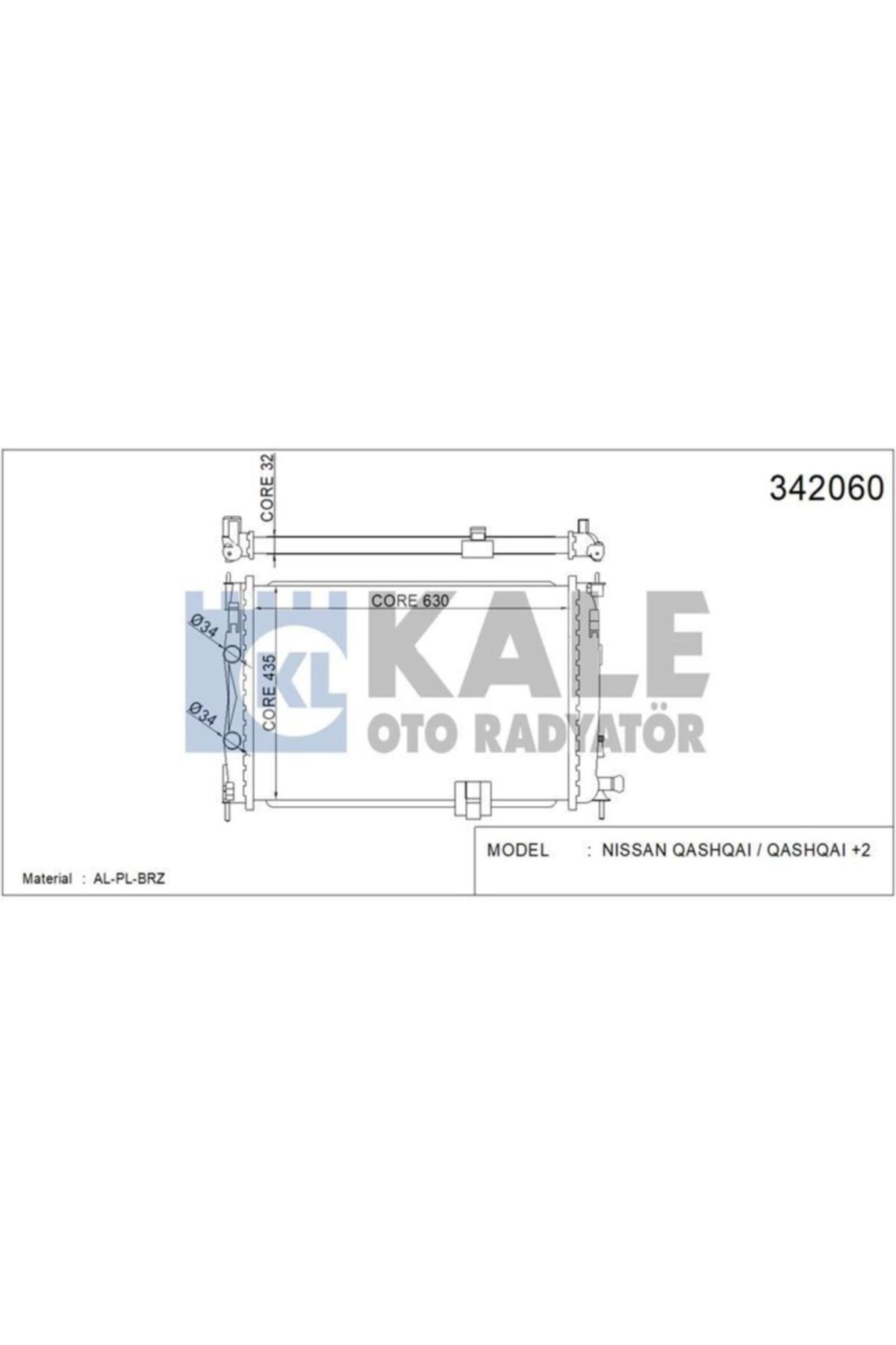 ÖZGÜÇYEDEK Motor Su Radyatoru Qashqaı 2,0 Dcı 2007 2013 Otomatık (630x435x32)