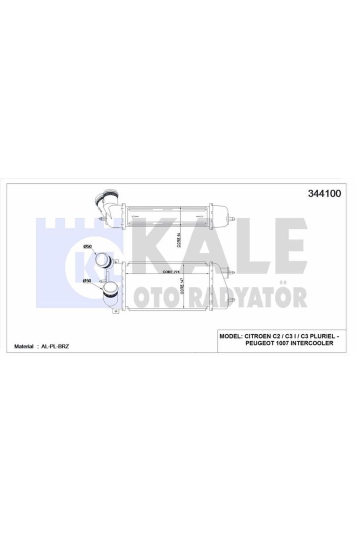 ÖZGÜÇYEDEK Turbo Sogutucu Radyator (ıntercoll) C3 1,4hdı 16v 02 Olcu: (275×147×64)
