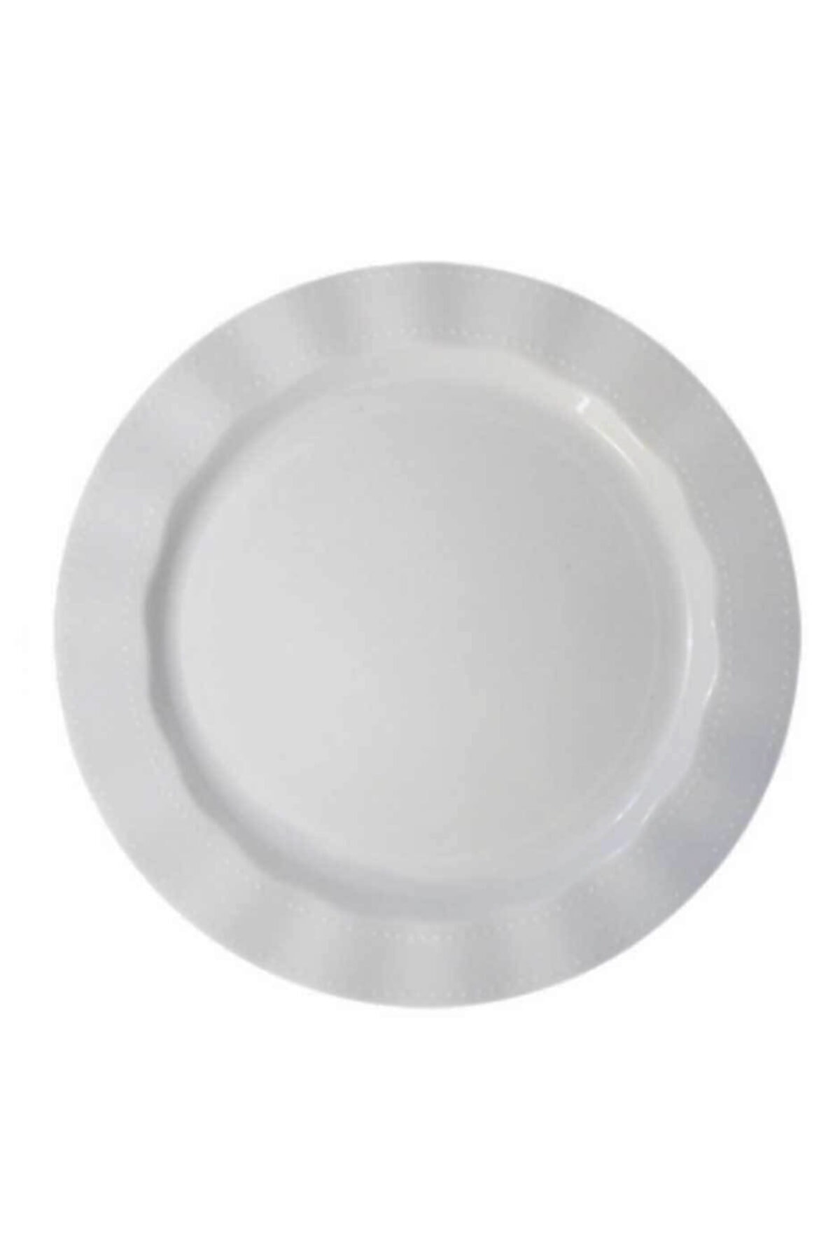 Tosbikshop Parti Beyaz Renk Lüks Plastik Mika Yuvarlak Tabak 26 cm 6 Adet