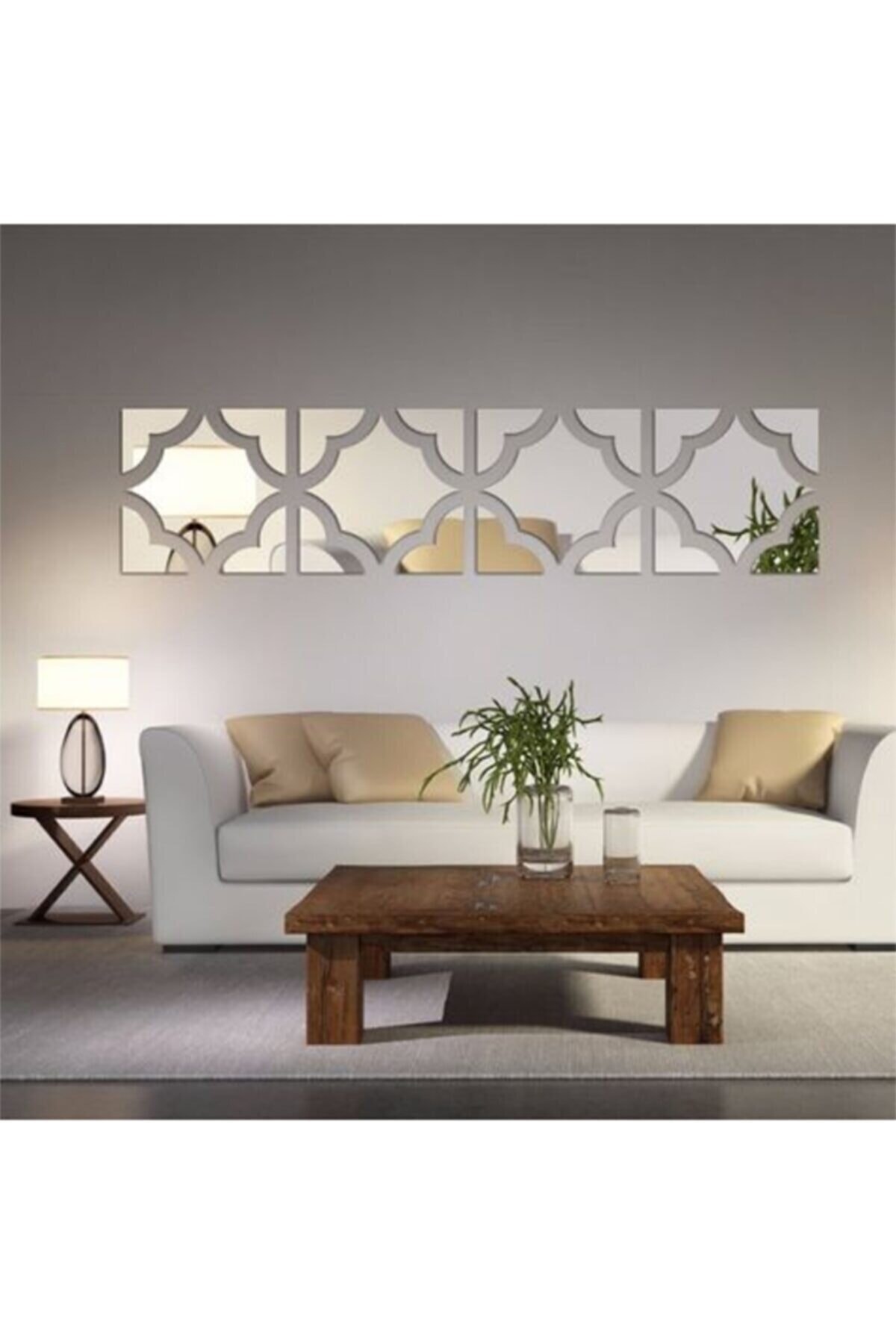 İkra Ajans Dekoratif Gümüş Duvar Pleksi Yapışkan Bantlı 30x30 Cm 4'lü Set