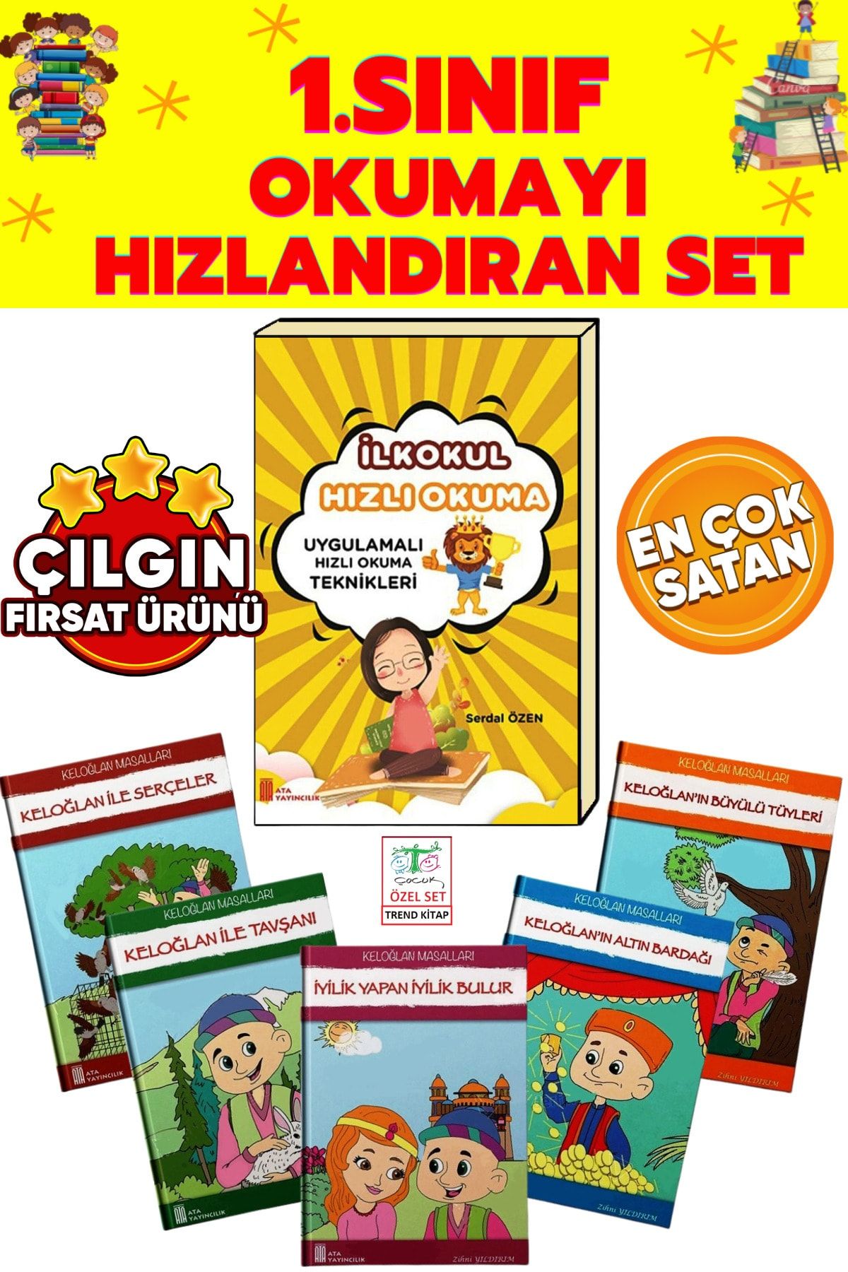 Ata Yayıncılık 1. Sınıf Ilkokul Hızlı Okuma Teknikleri +keloğlan 5'li Hikaye Kitabı Seti