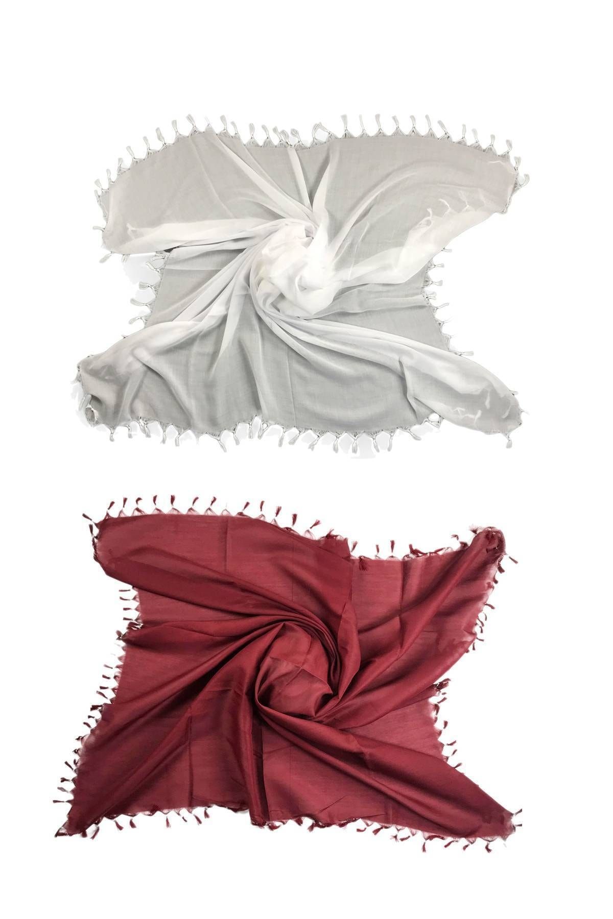 Royaleks 2 Adet Düz Çekme Boncuklu Polyester Yazma 100x100 Cm S14