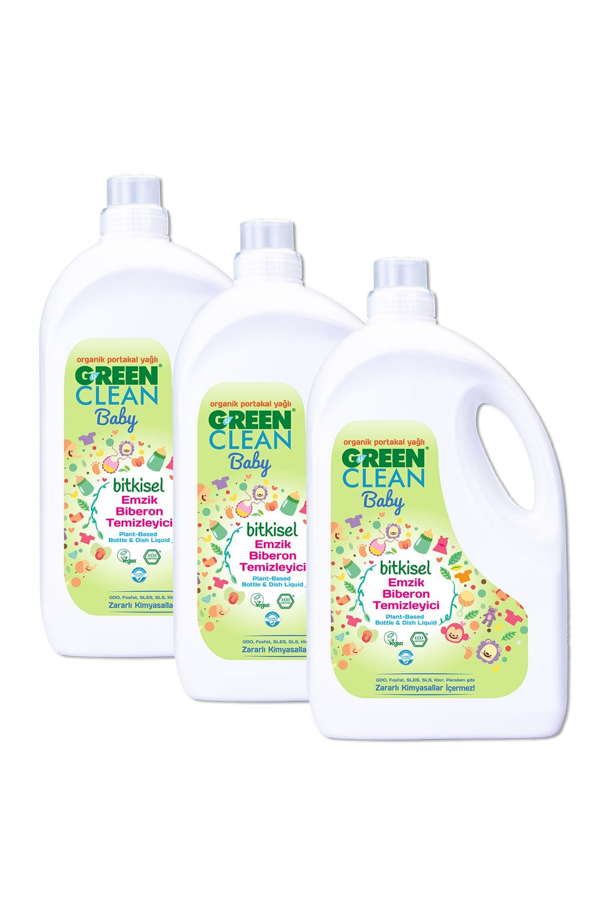 Green Clean Portakal Yağlı 2.75 lt 3 Lü Bebek Emzik Biberon Temizleyici