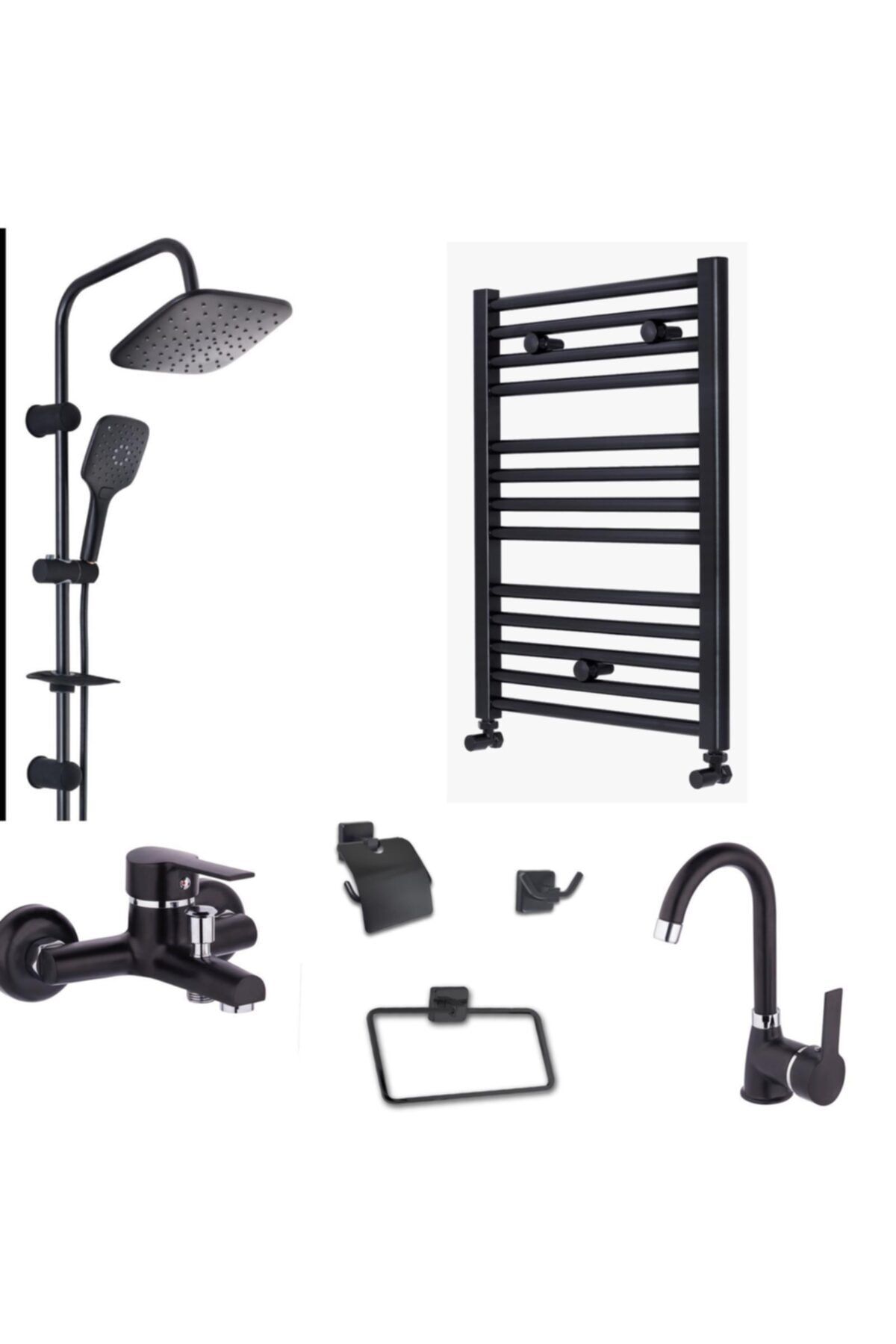 MODAMİKS Siyah Komple Banyo Set