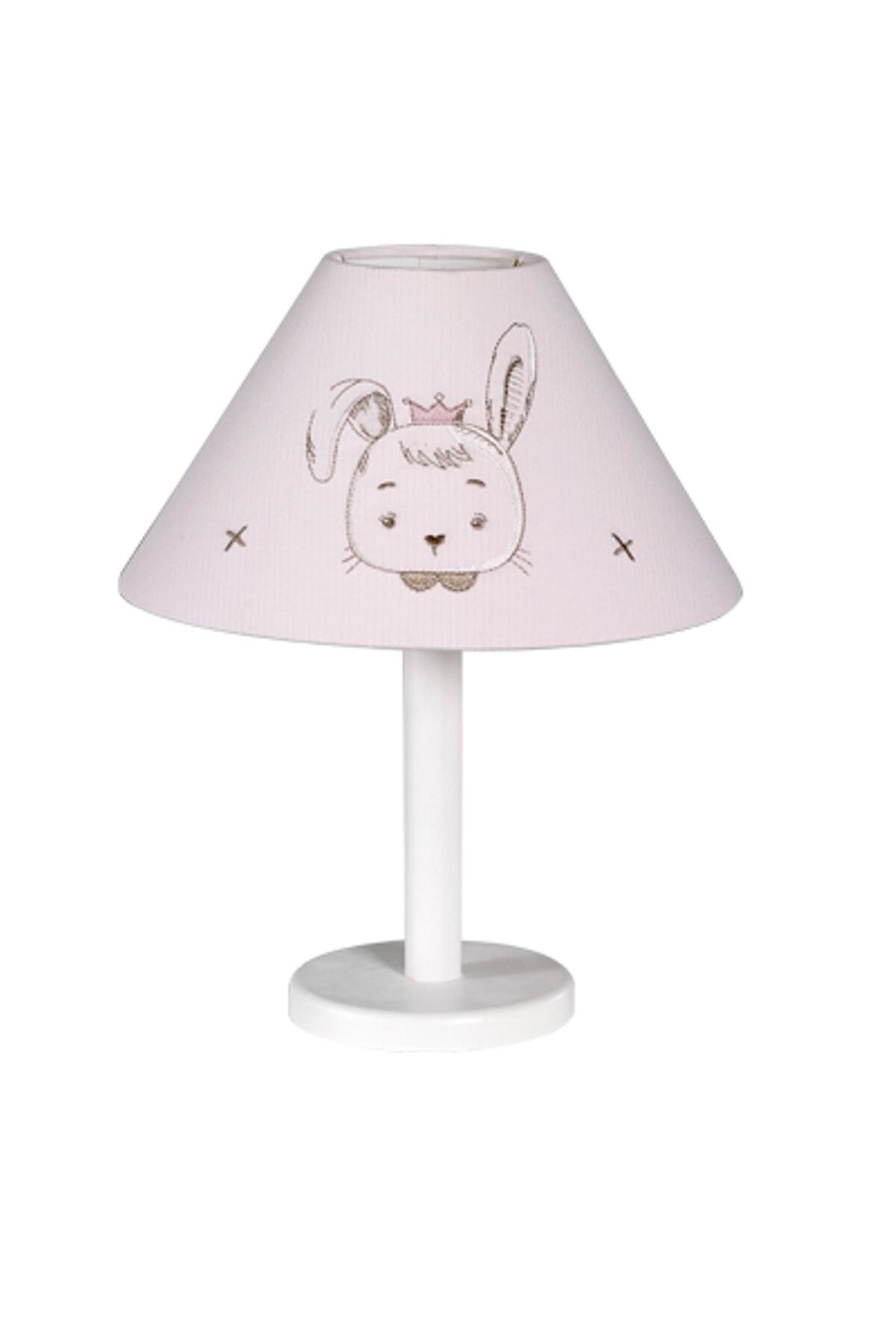 Meltem Smart Pembe Pretty Nakışlı Bebek Çocuk Odası Abajur