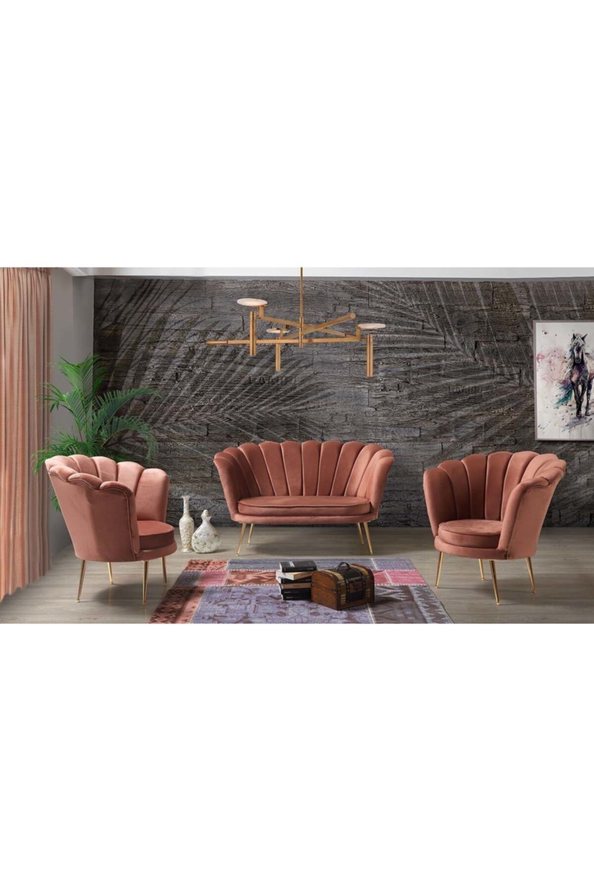 PİAEVİ Ocean Tarçın Çay Seti Salon Balkon Cafe Ofis 2 1 1