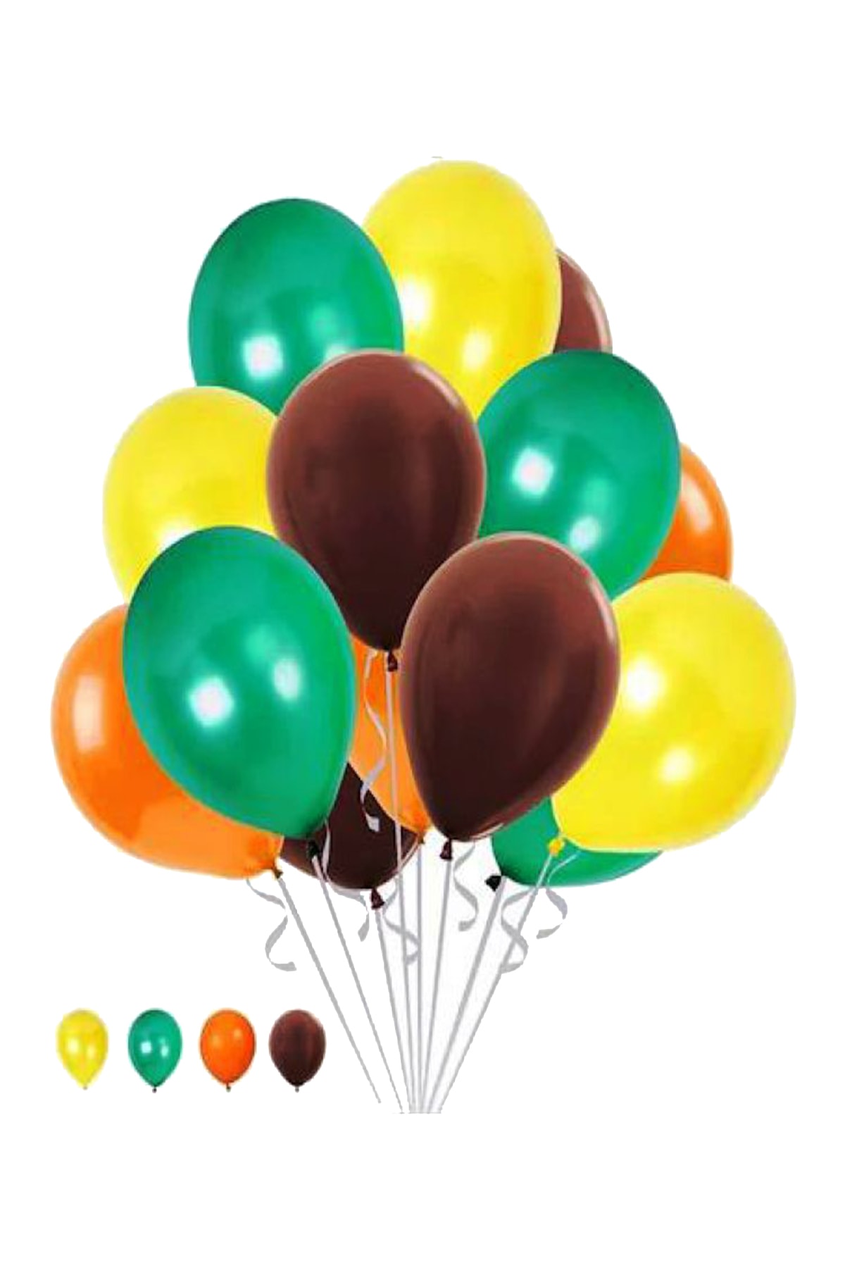 Parti dolabı 50 Adet Safari Orman Temalı Metalik Balon - Sarı-turuncu-kahverengi-yeşil