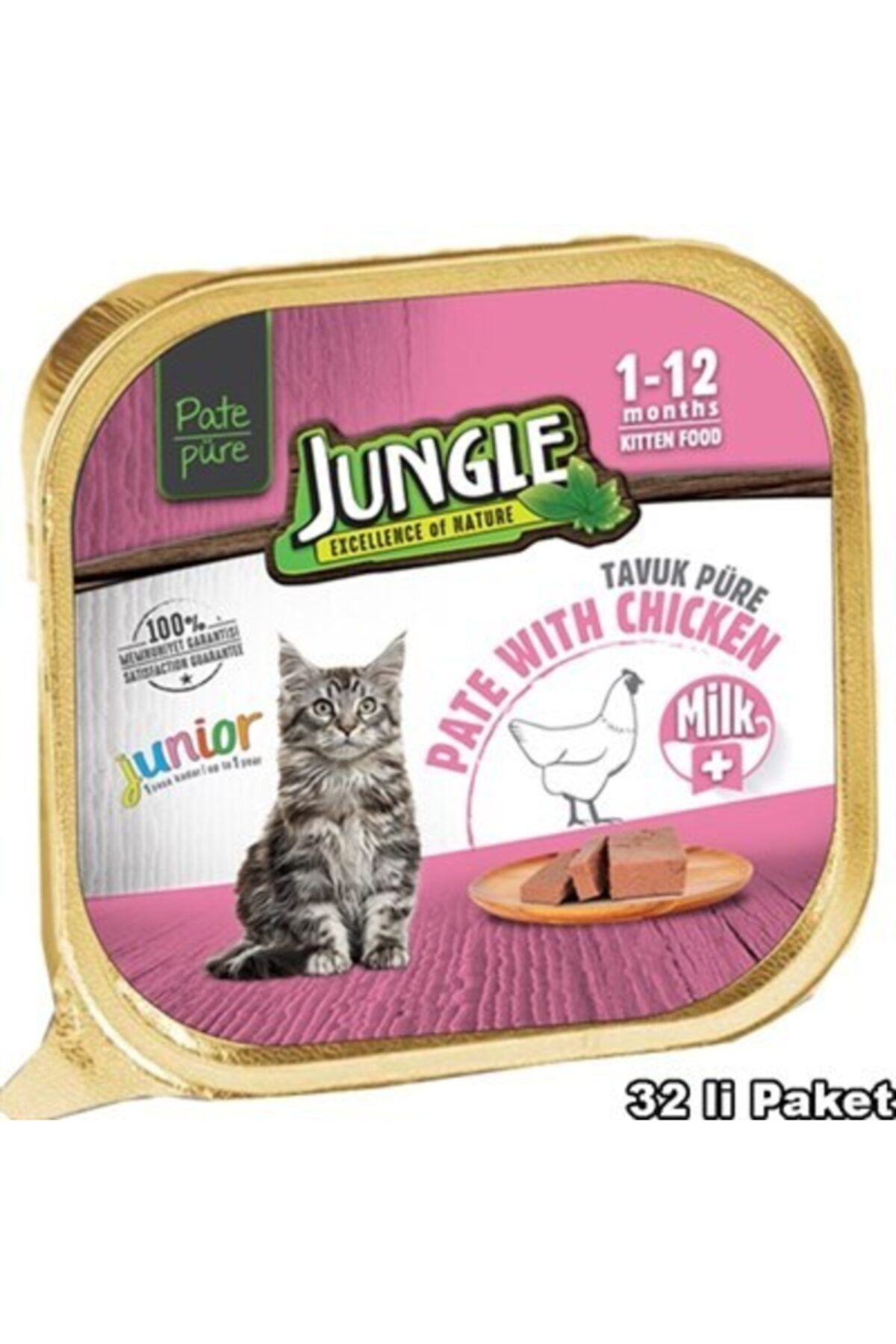 Jungle Yavru Kedi 100g 32li Sütlü/tavuk.ezme/pate