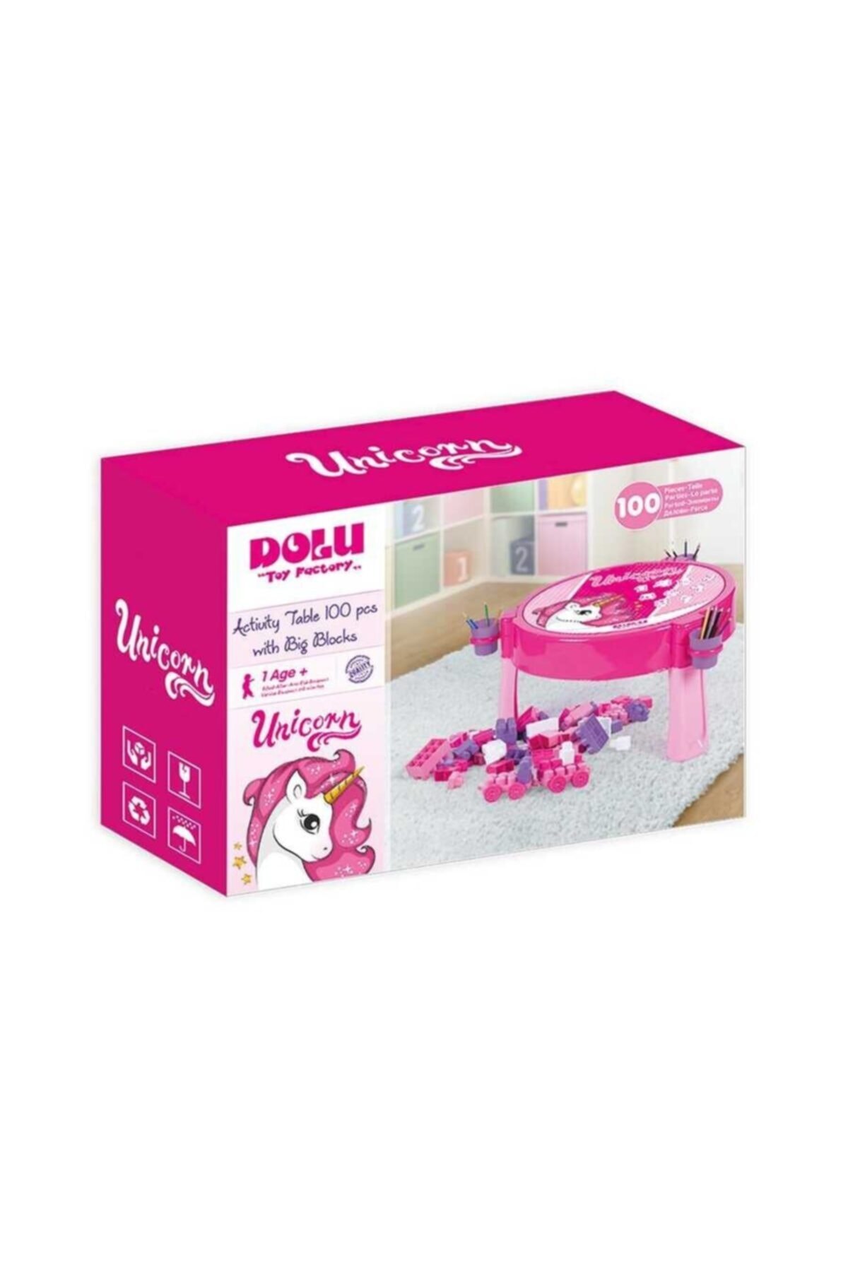 Dolu Unicorn 100 Parça Mega Bloklu Aktivite Masası