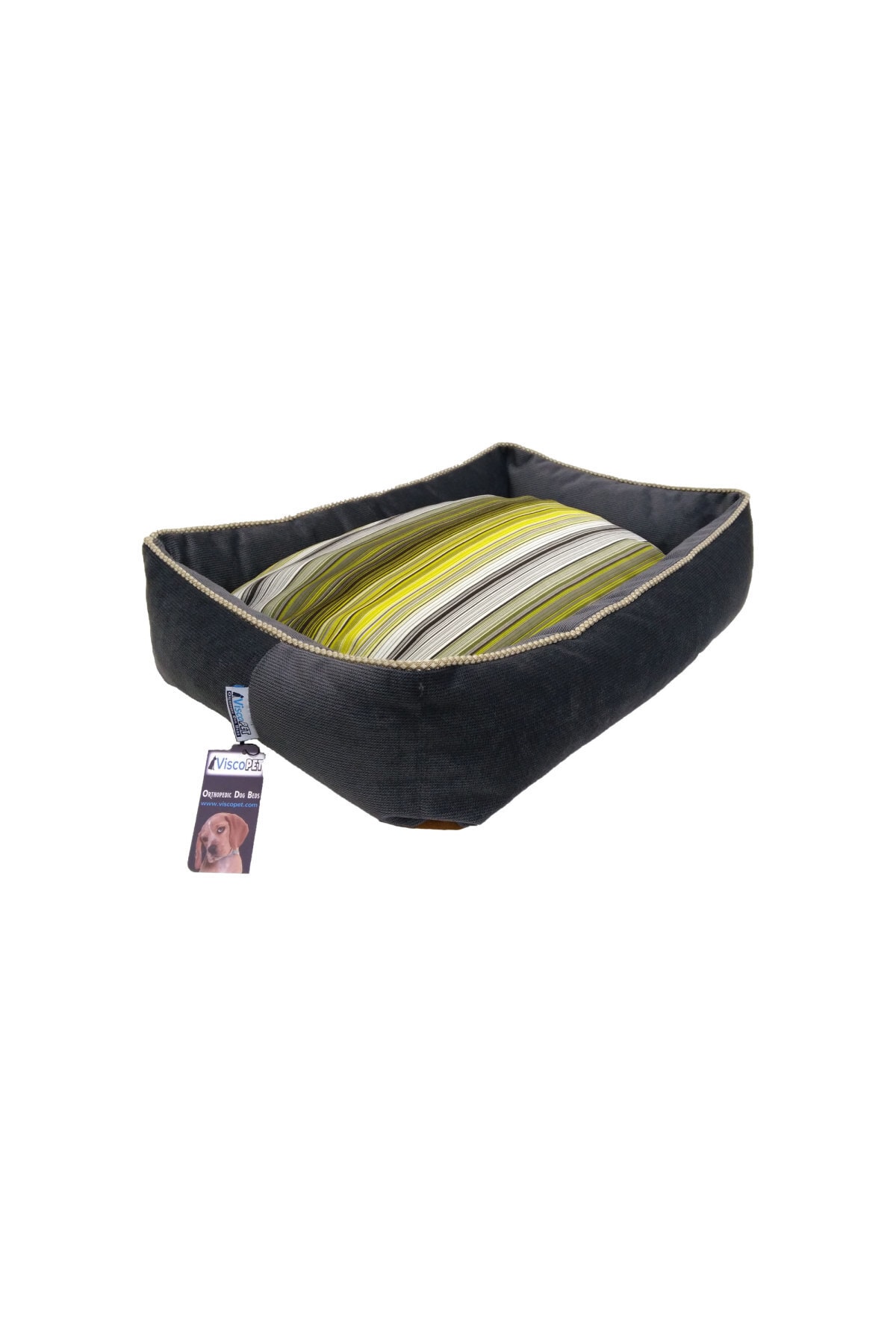 viscopet Siyah+modern Çizgili Premium Visco Dolgulu Yıkanabilir Havuz Kedi Köpek Yatağı 65x95cmx18cm