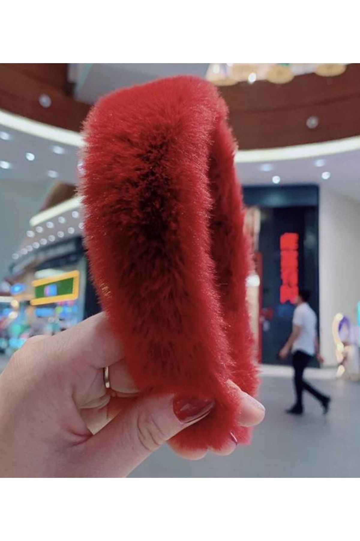 BYHELS Kadın Kırmızı Peluş Taç Saç Bandı