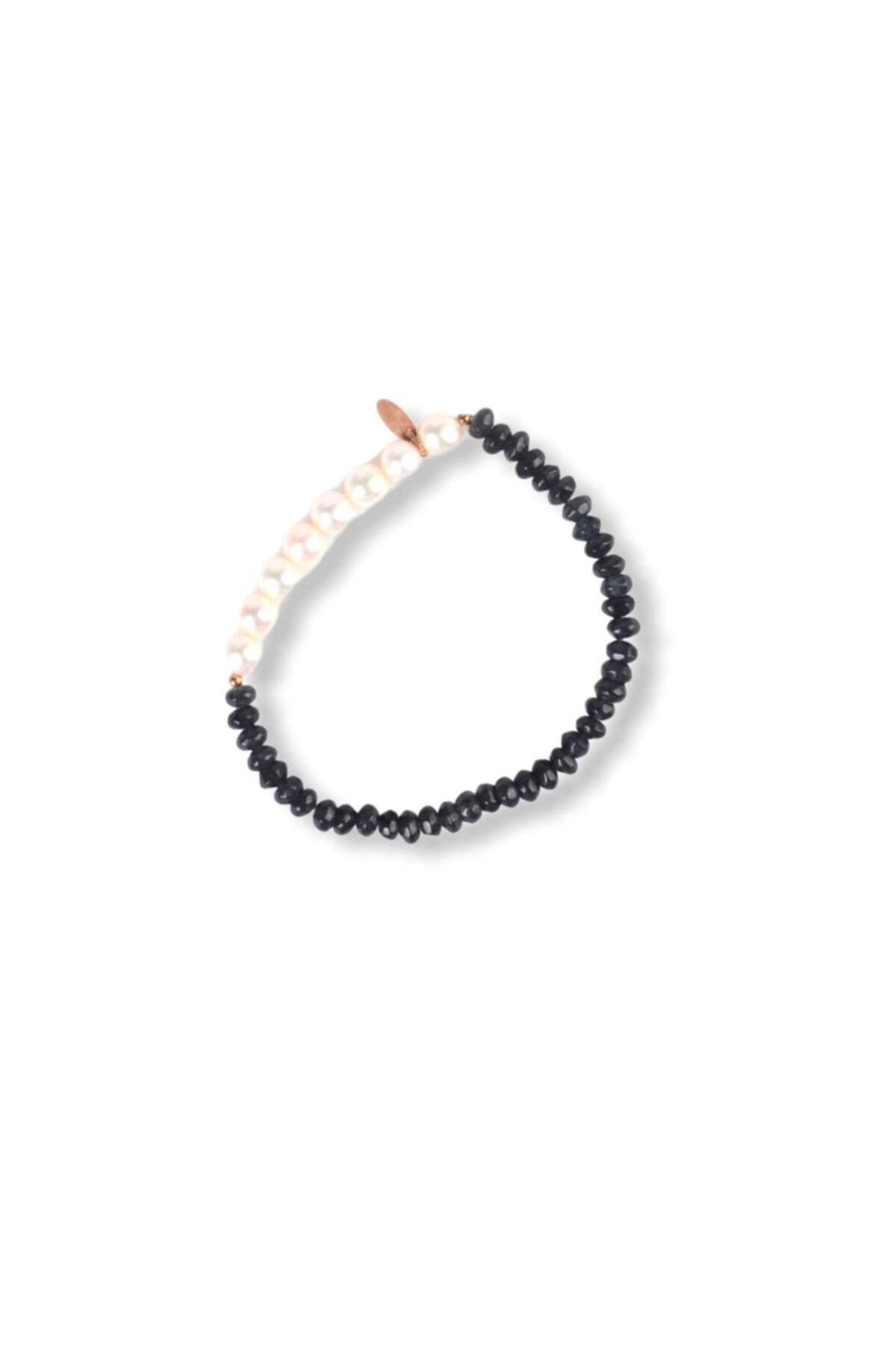 By Arzu Malatya Oniks Ve Inci Taş Lastikli Bileklik