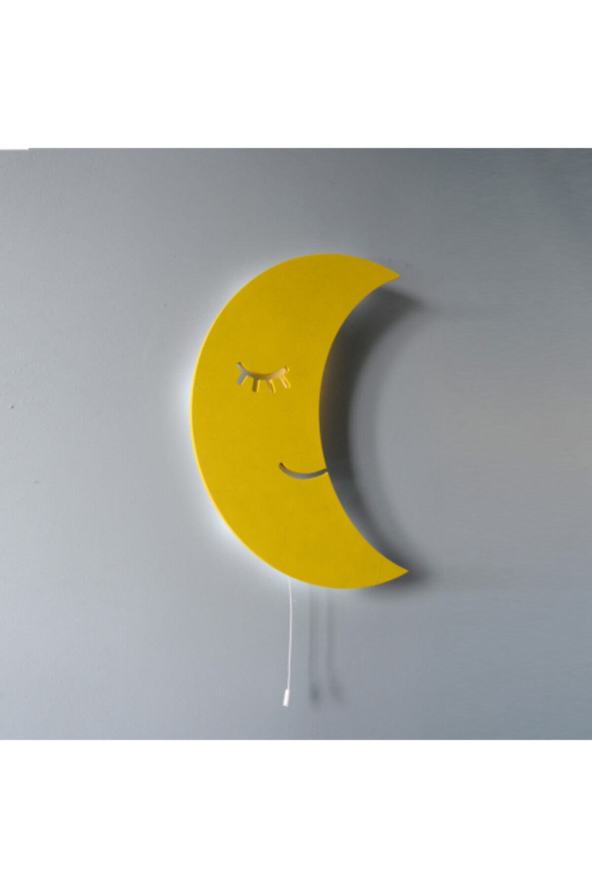 atölye ay ışığı Sarı Ahşap Ay Dede Aydınlatma  40cm