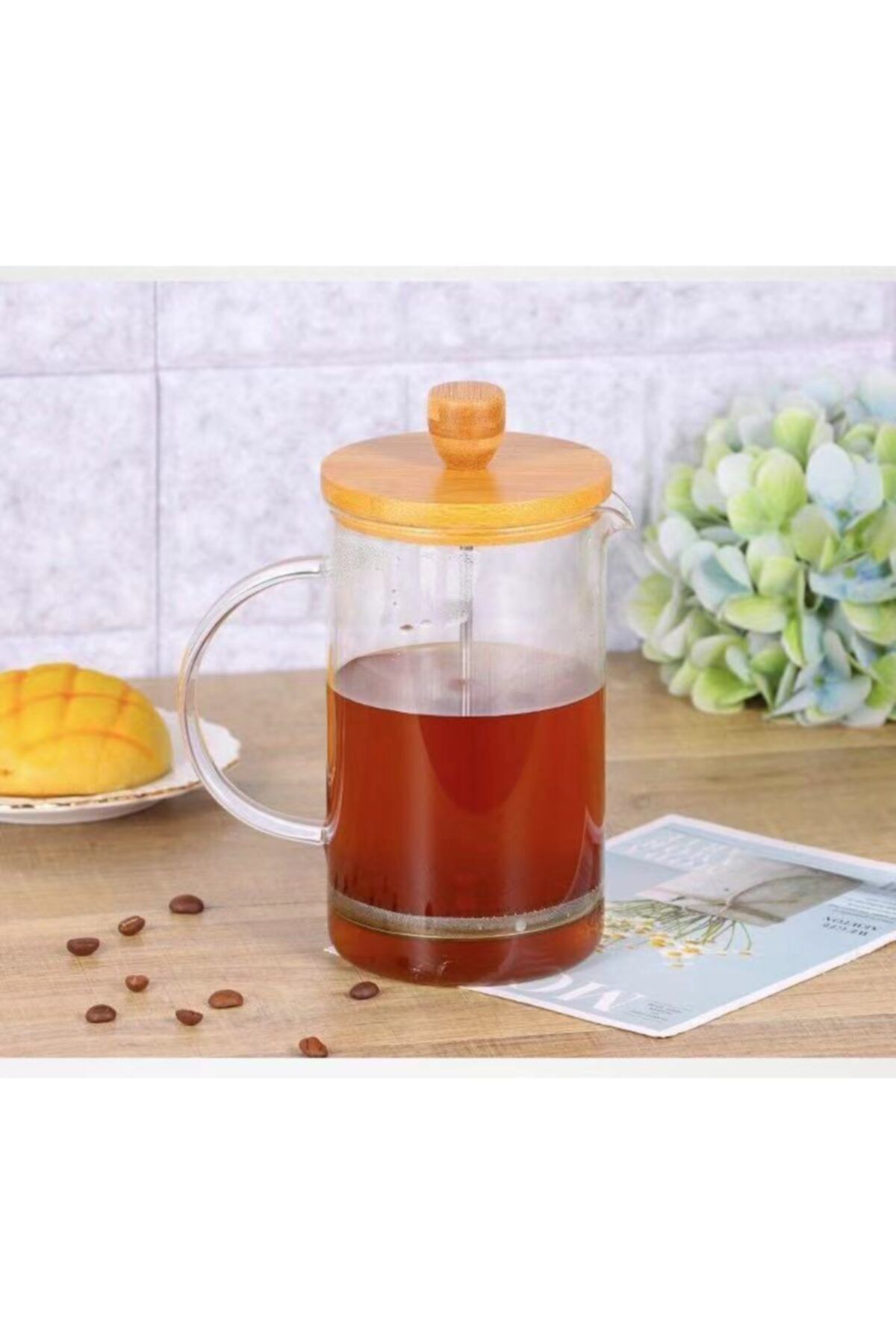 Vadi Borasilikat Cam Lüx 350ml Bambu Kapaklı French Press 7052