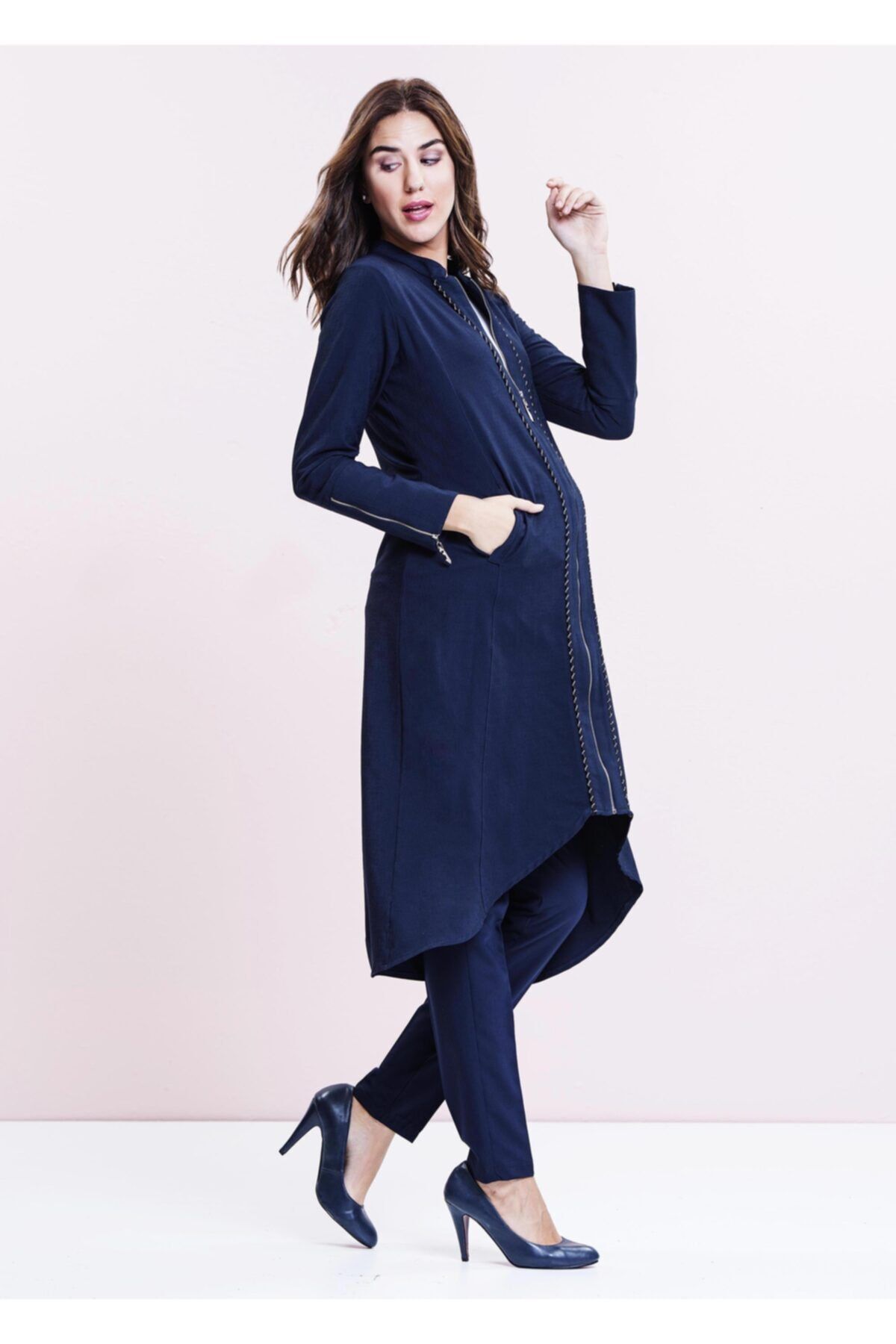 Even Fashion Hamile Giyim Lacivert Hamile Ferace Tesettür Dış Giyim