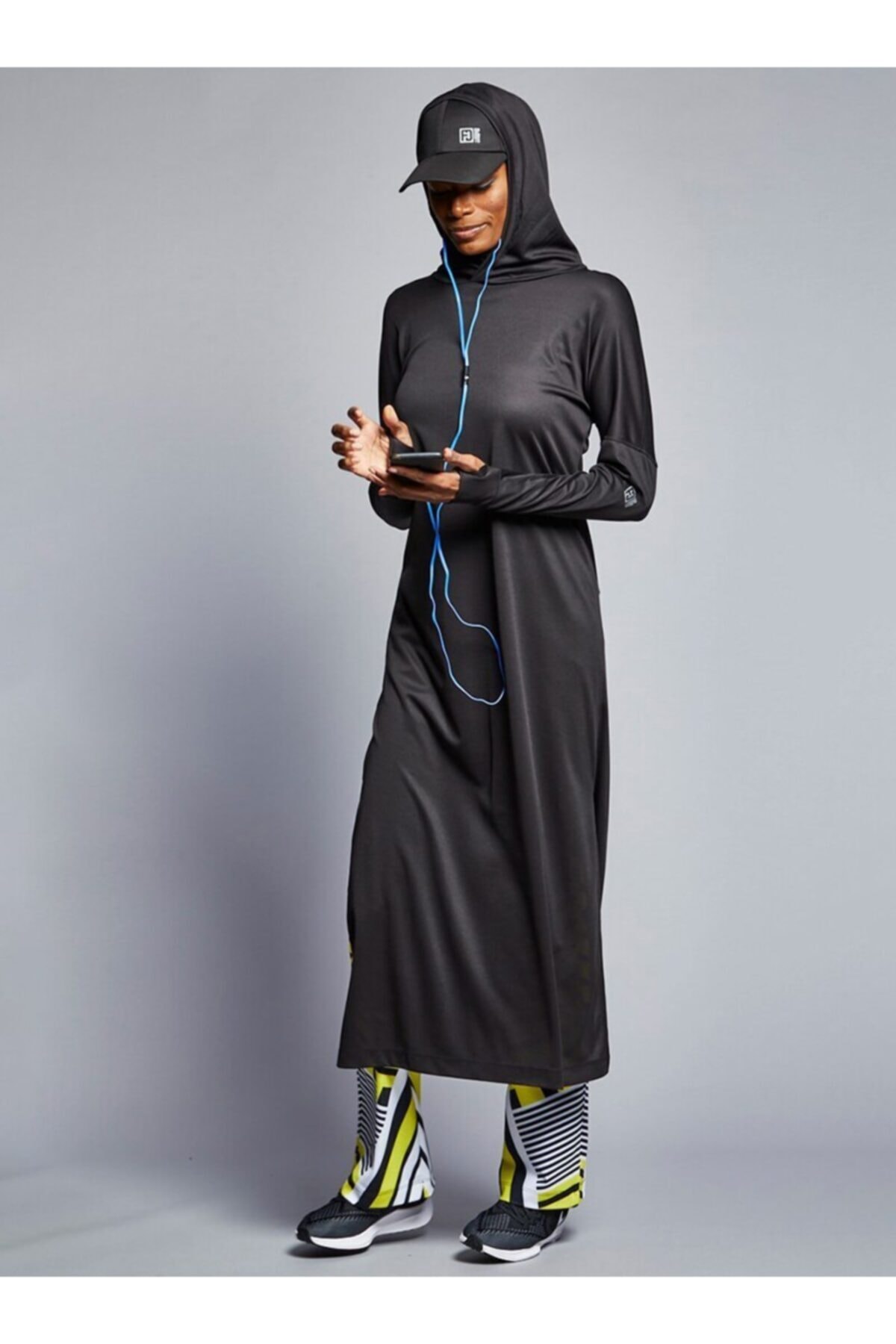 FD SPORTS Kadın Siyah Düz Mesh Sweatshirt