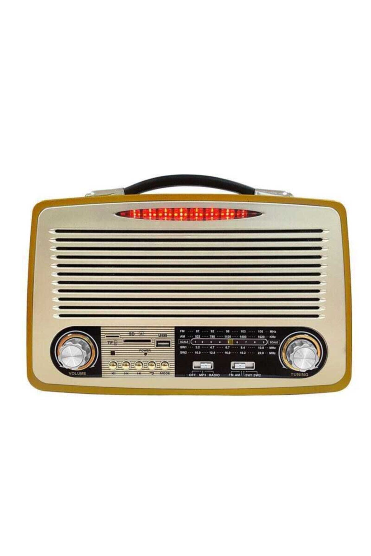 sendealgelsin Nostaljik Görünümlü Radyo Md-1700bt Bluetooth Fm Radyo Usb Hoparlör Sarı
