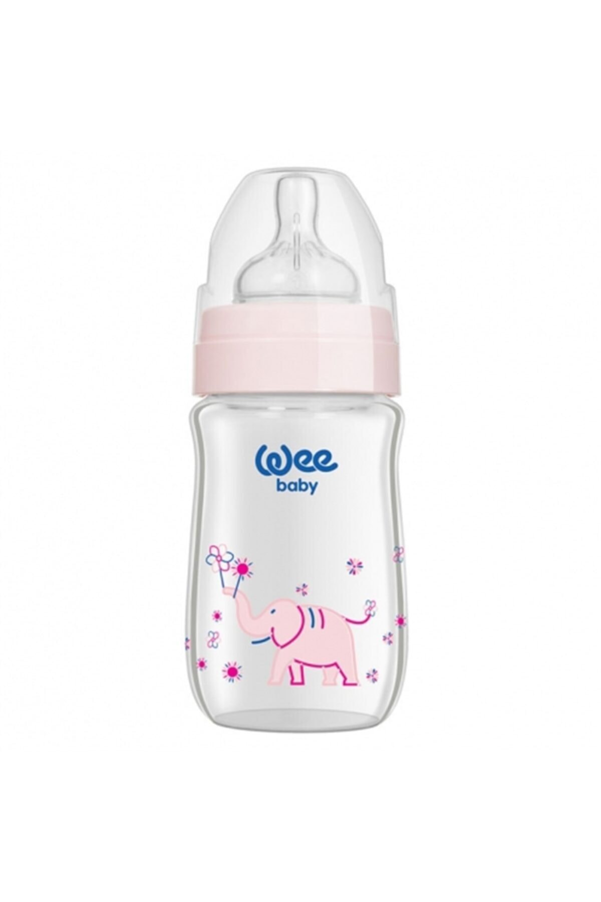 Wee Baby Klasik Geniş Ağızlı Isıya Dayanıklı Cam Biberon 0-6 Ay 180ml Pembe