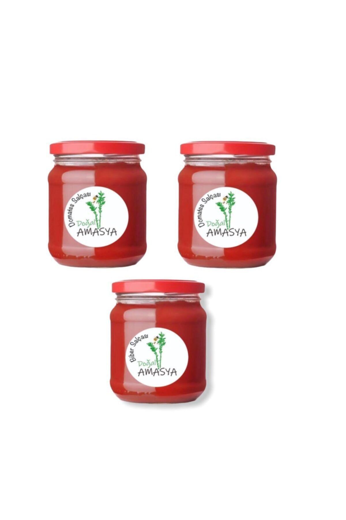 Doğal Amasya %100 Doğal Ev Yapımı Bürüt 2 Kg Domates Ve Bürüt 1 Kg Biber Salçası 3'lü Set