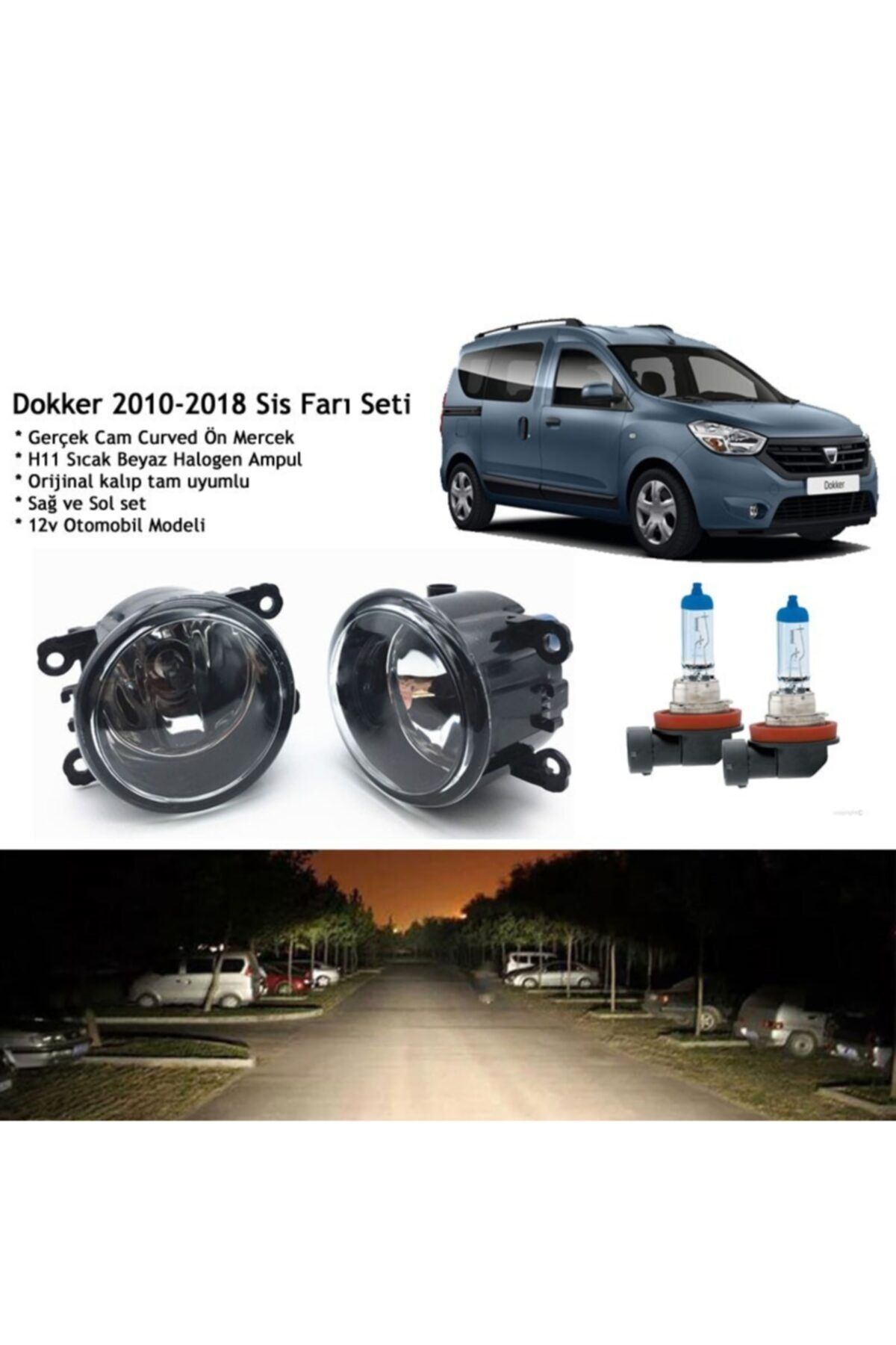Atakent Hobi Dacia Dokker Beyaz Ampül Sis Farı Seti