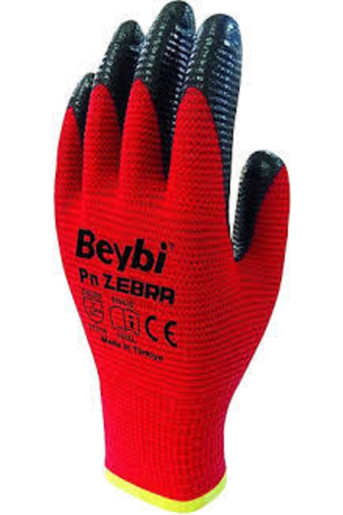 Beybi Pn Zebra Kırmızı Nitril Iş Inşaat Bahçe Eldiveni 1 Çift 10