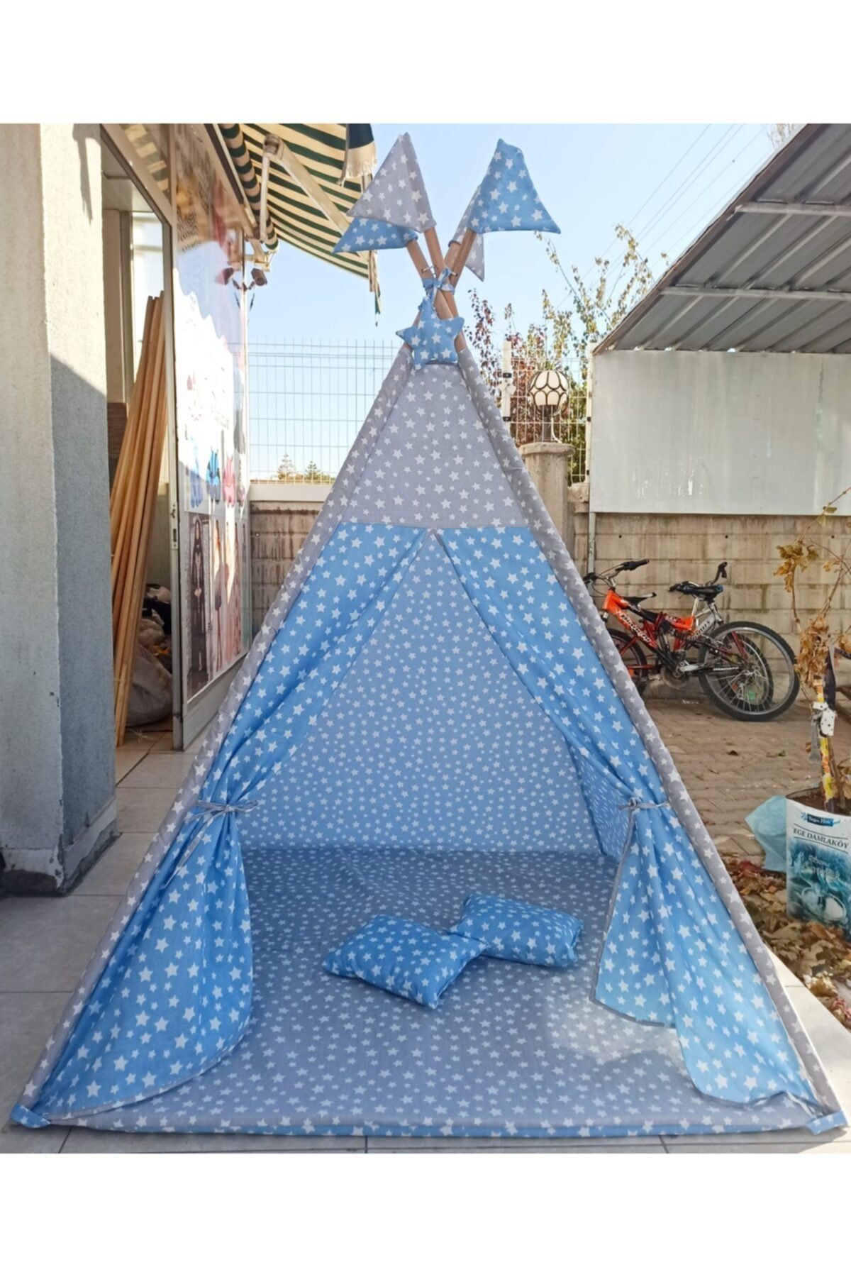 nisa baby tasarım Mavi Büyük Boy Kızılderili Oyun Çadırı