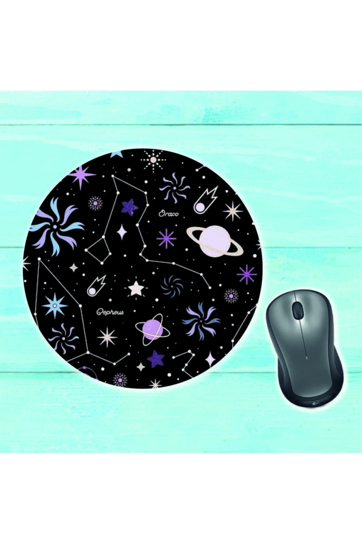 SEÇ Baskı Tasarım Gezegenler Ve Yıldızlar Yuvarlak Mouse Pad