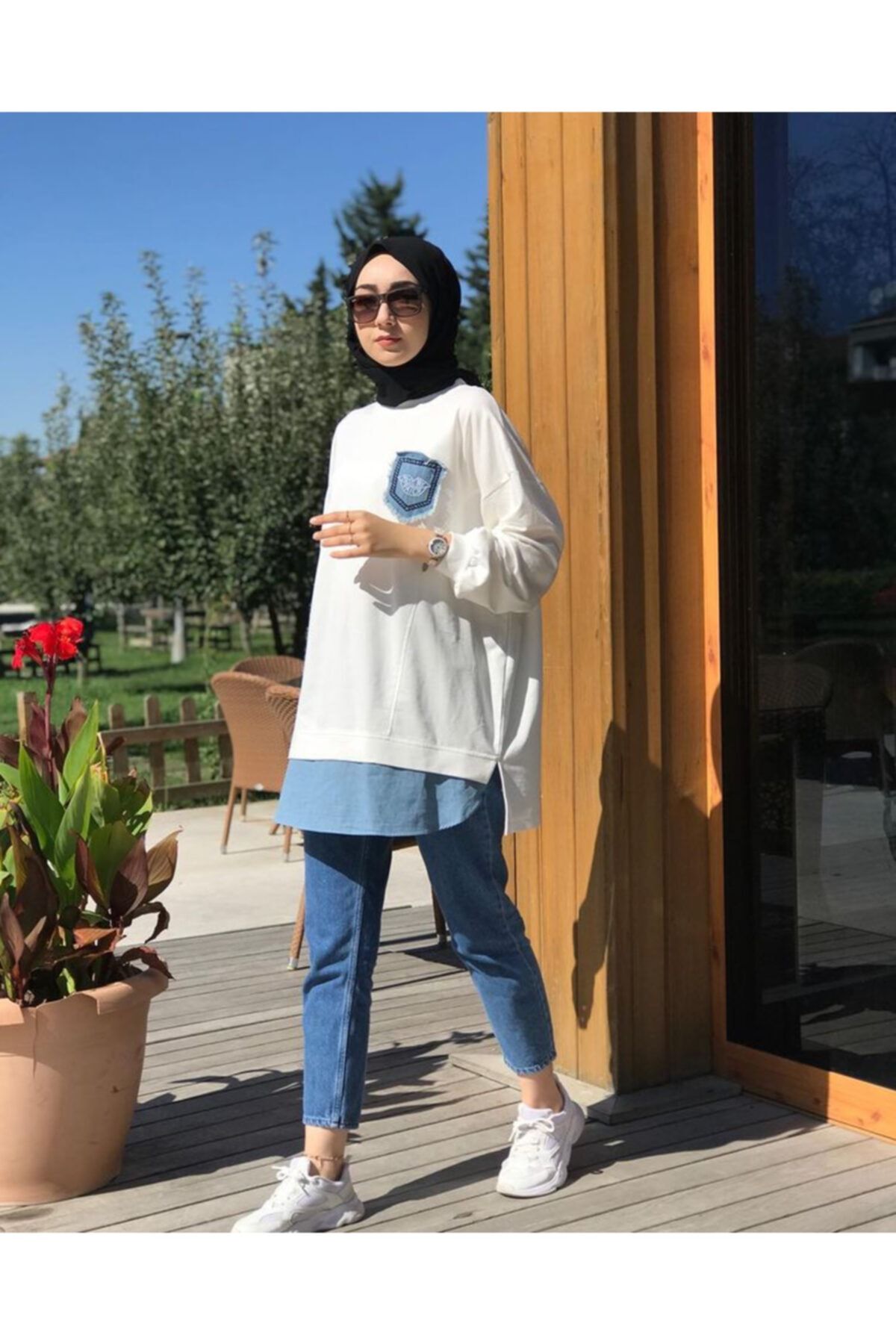 favoristore Kot Garnili Sweat Tunik