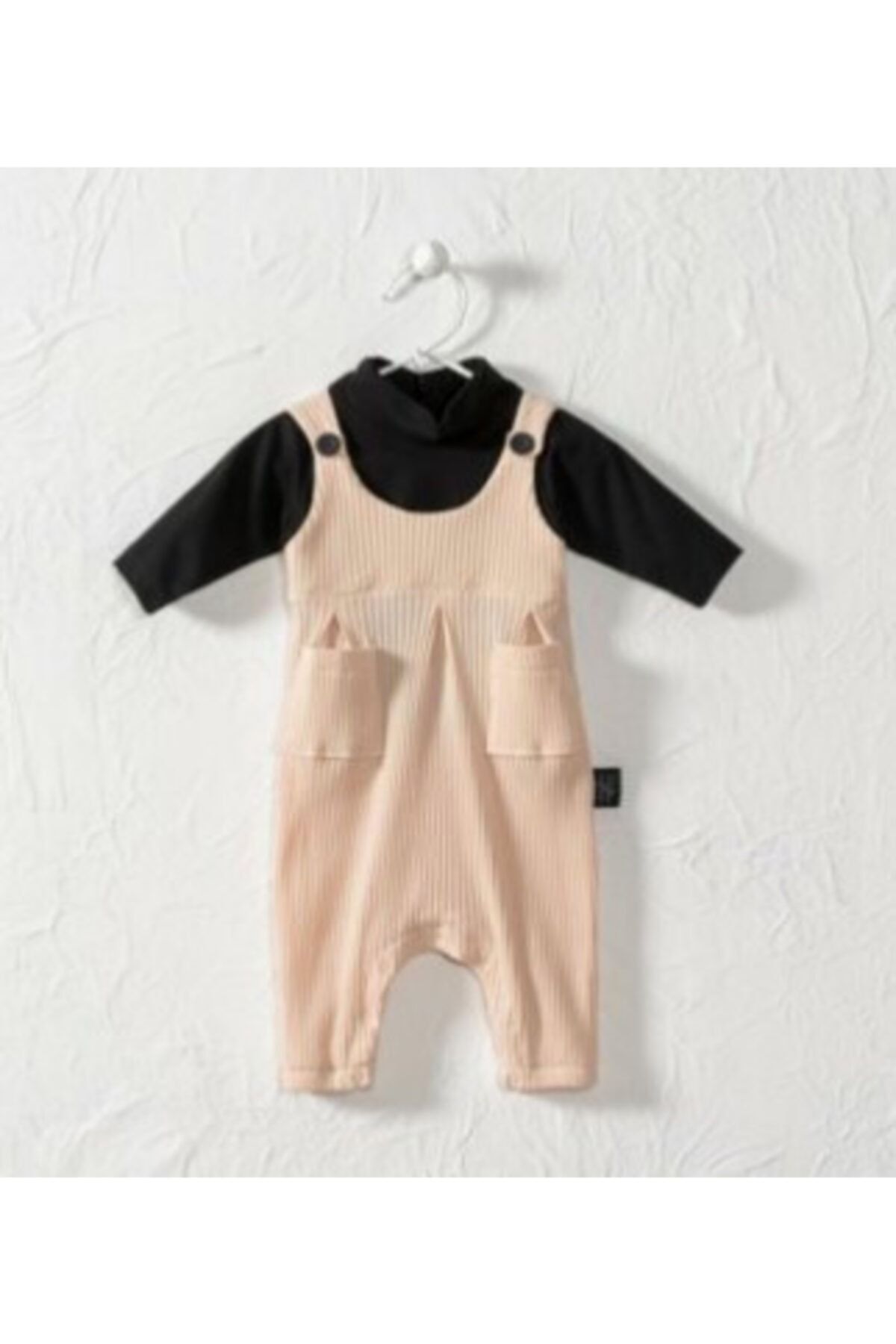 Moi Noi Unisex Bebek Siyah Salopet Tulum